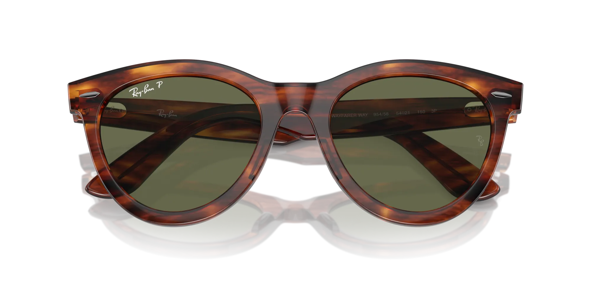 Ray - Ban RB2241 WAYFARER WAY 954/58 Occhiali da sole Acetato Marrone Verde Rotonda Polarizzata Antiriflesso - immagine 2