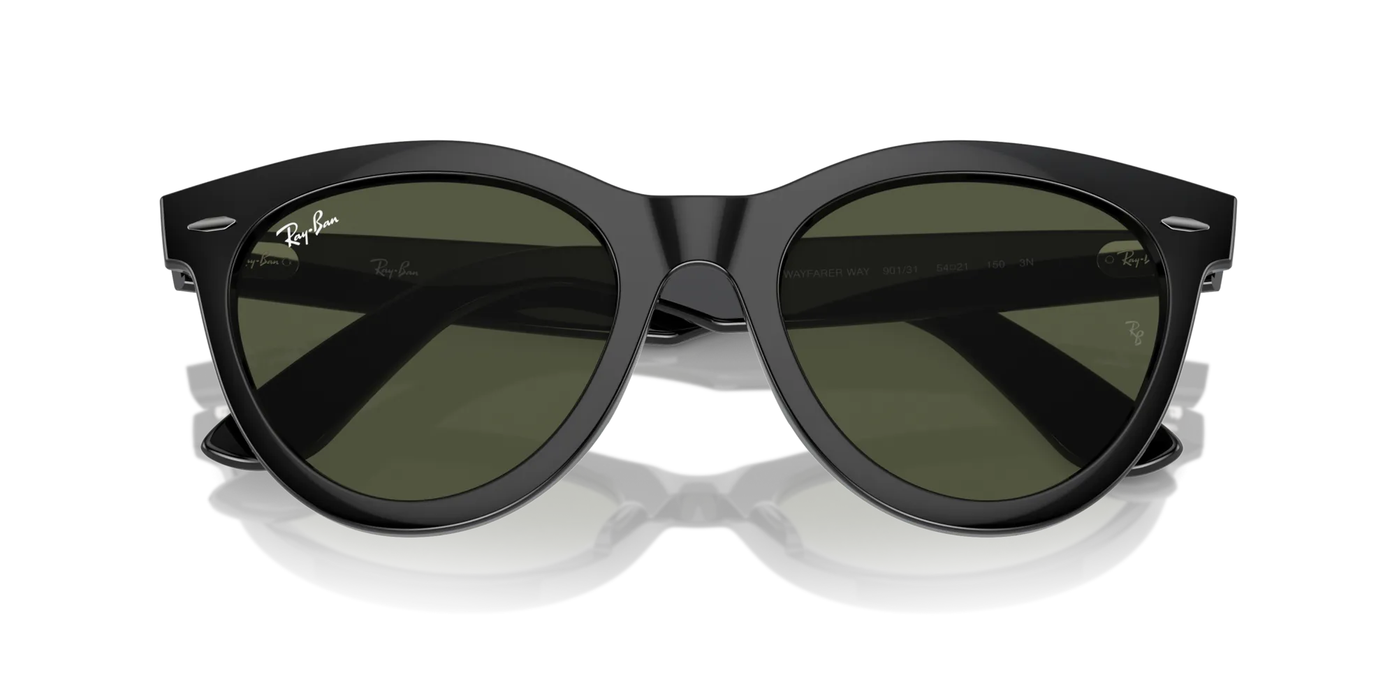 Ray - Ban RB2241 WAYFARER WAY 901/31 Occhiali da sole Acetato Nero Verde Rotonda Normale - immagine 2