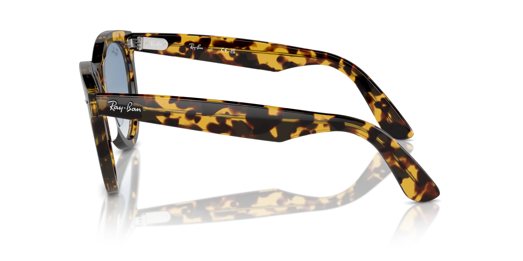 Ray - Ban RB2241 WAYFARER WAY 13323F Occhiali da sole Acetato Tartaruga Blu Rotonda Normale Sfumato - immagine 4