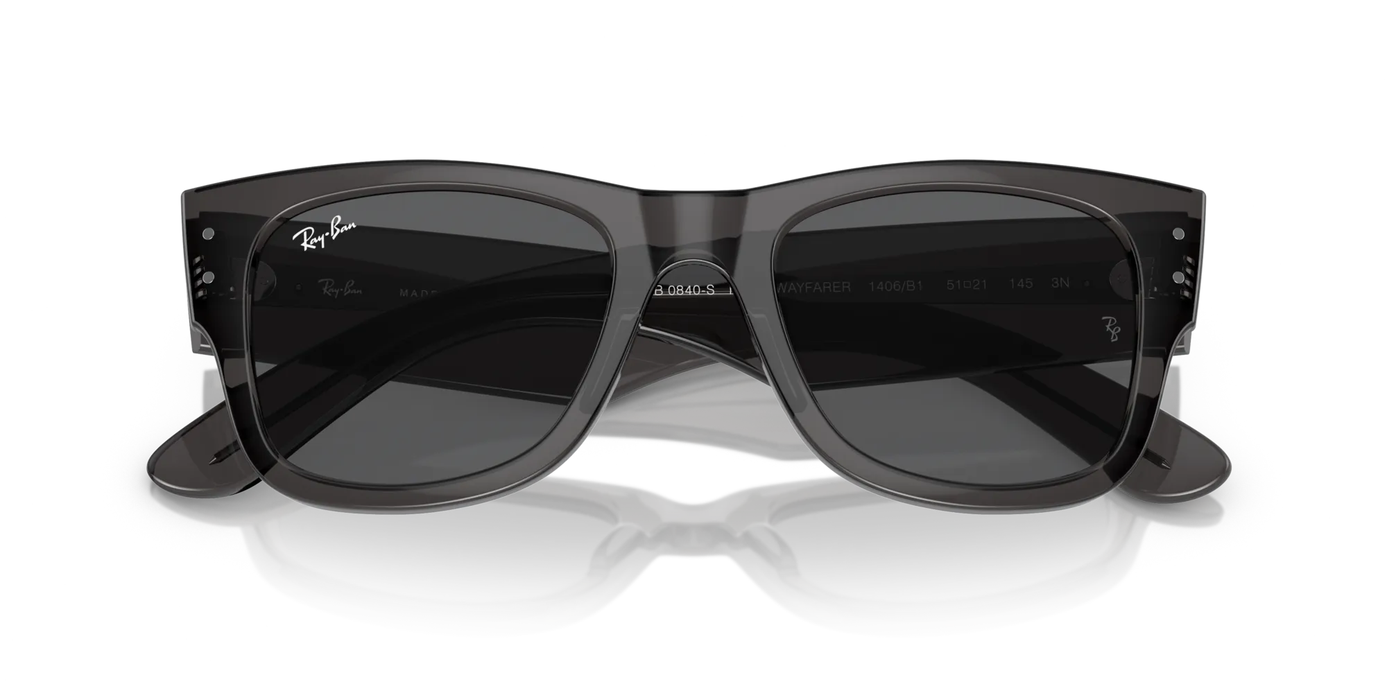 Ray - Ban RB0840S MEGA WAYFARER 1406B1 Occhiali da sole Acetato Nero Grigio Squadrata Normale - immagine 2