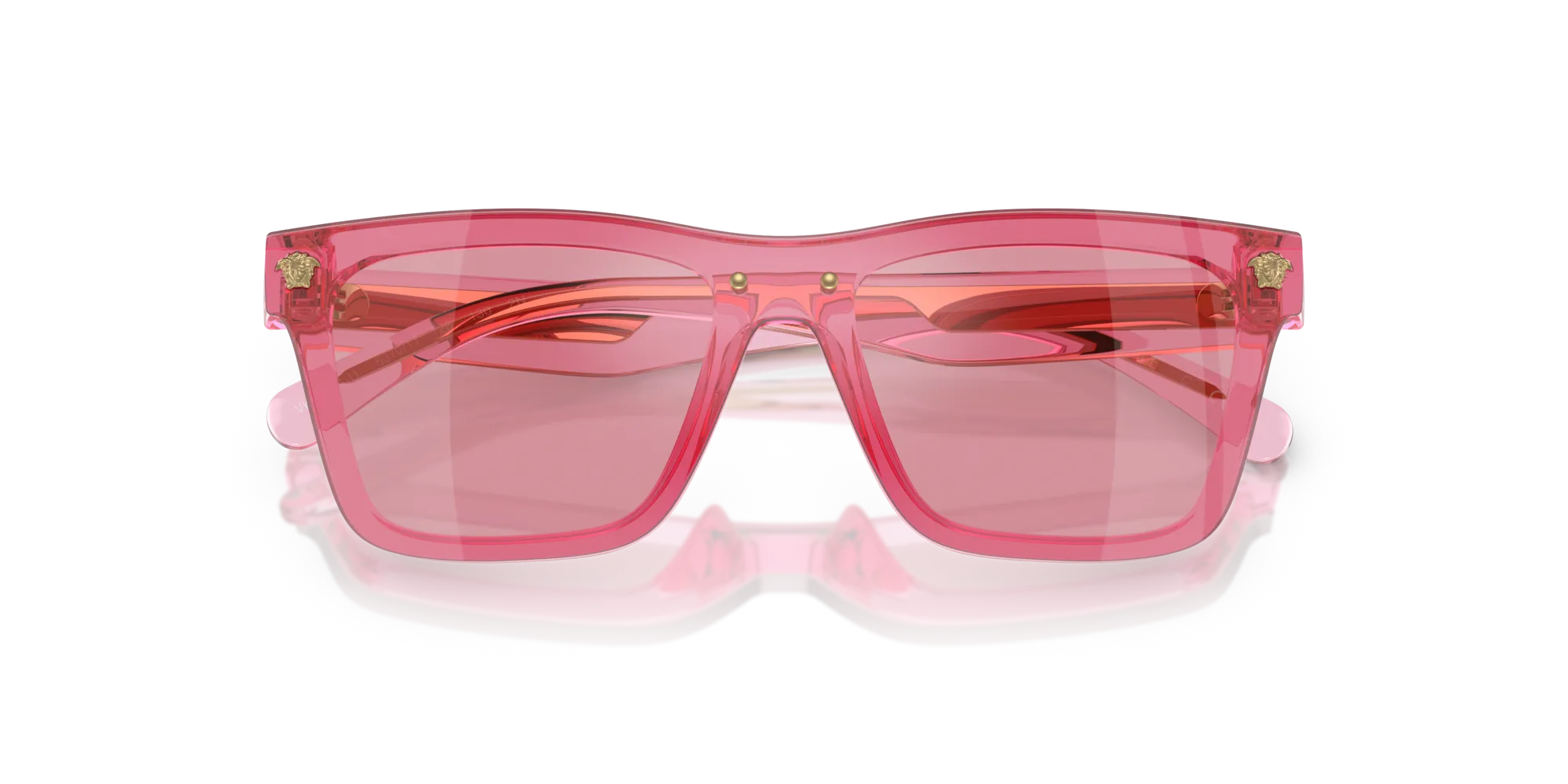 Versace VK4004U 53701T Occhiali da sole Iniettato Rosa Rosa Squadrata Normale Flash - immagine 2