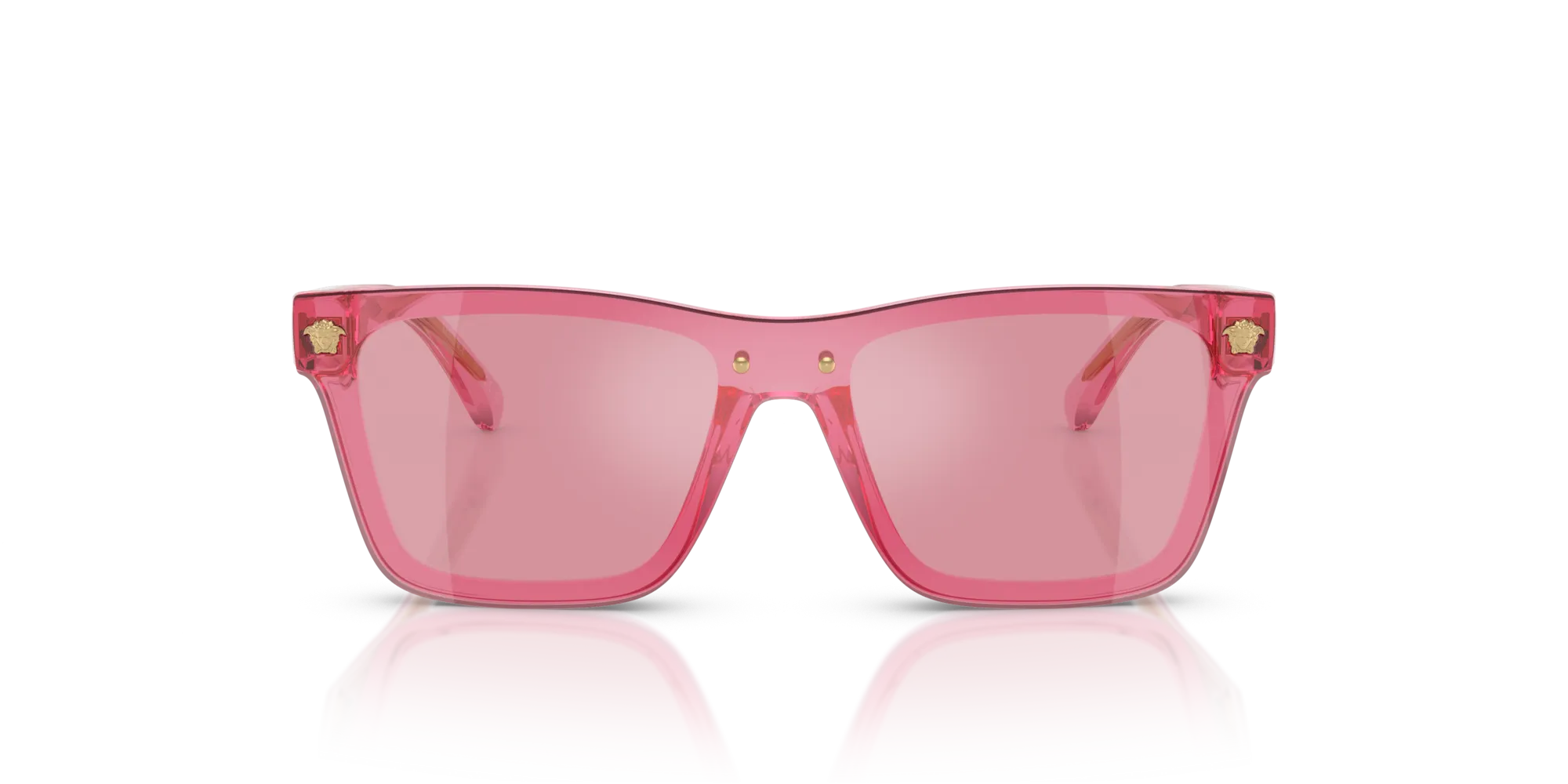Versace VK4004U 53701T Occhiali da sole Iniettato Rosa Rosa Squadrata Normale Flash - immagine 3