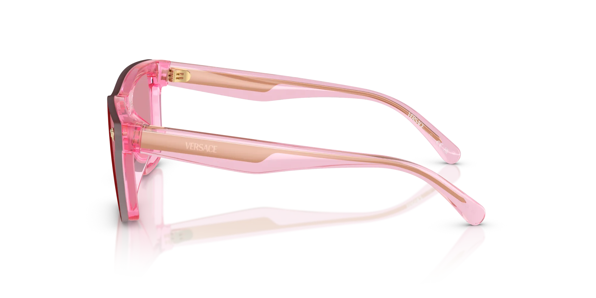 Versace VK4004U 53701T Occhiali da sole Iniettato Rosa Rosa Squadrata Normale Flash - immagine 4