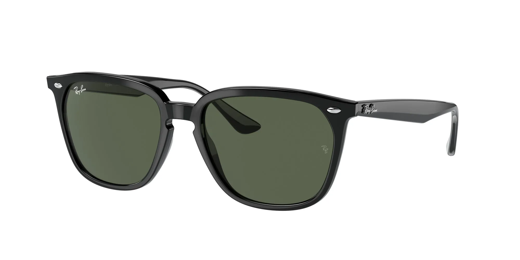 Ray - Ban RB4362 601/71 Occhiali da sole Iniettato Nero Verde Squadrata Normale - immagine 1