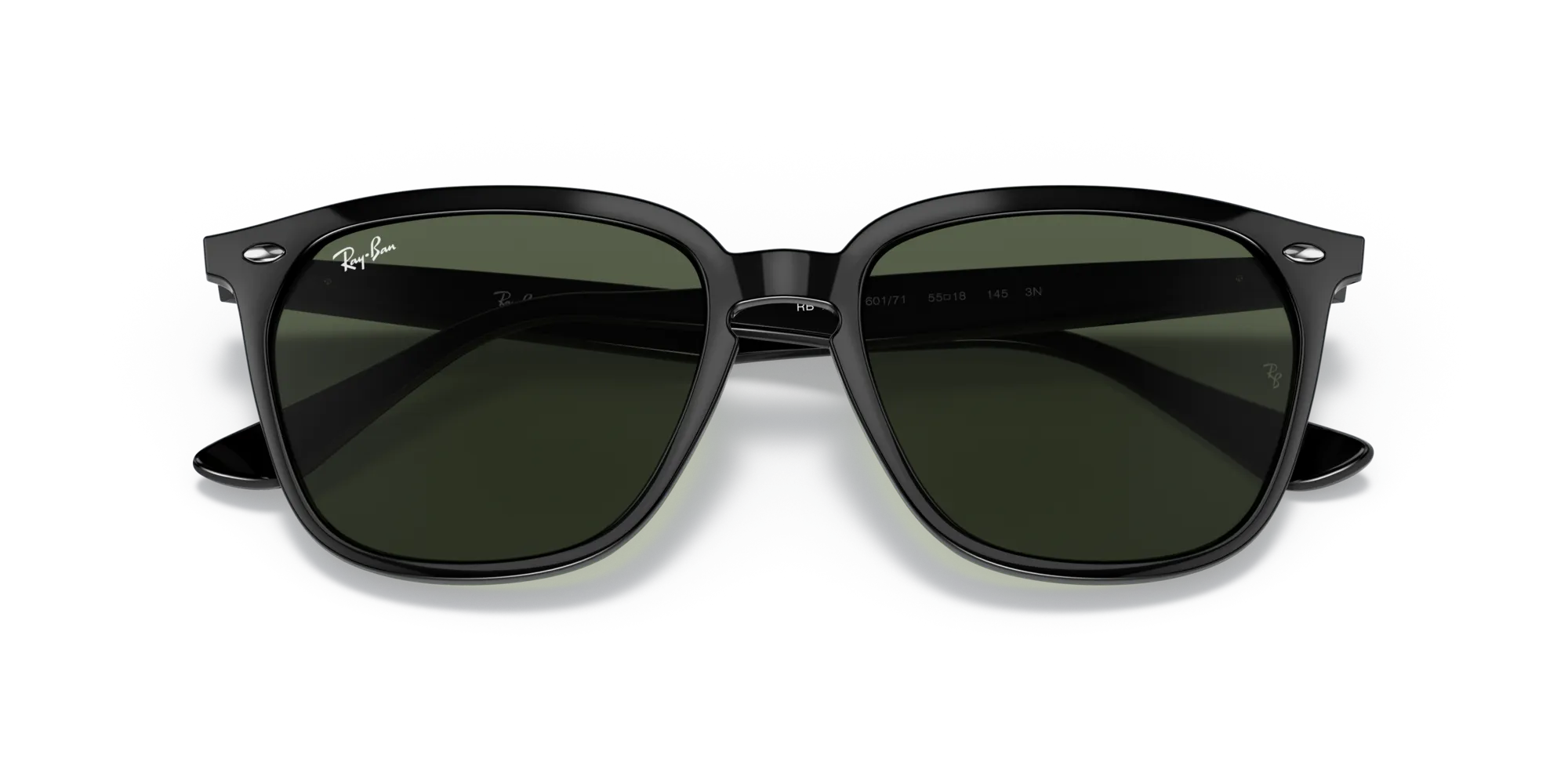 Ray - Ban RB4362 601/71 Occhiali da sole Iniettato Nero Verde Squadrata Normale - immagine 2