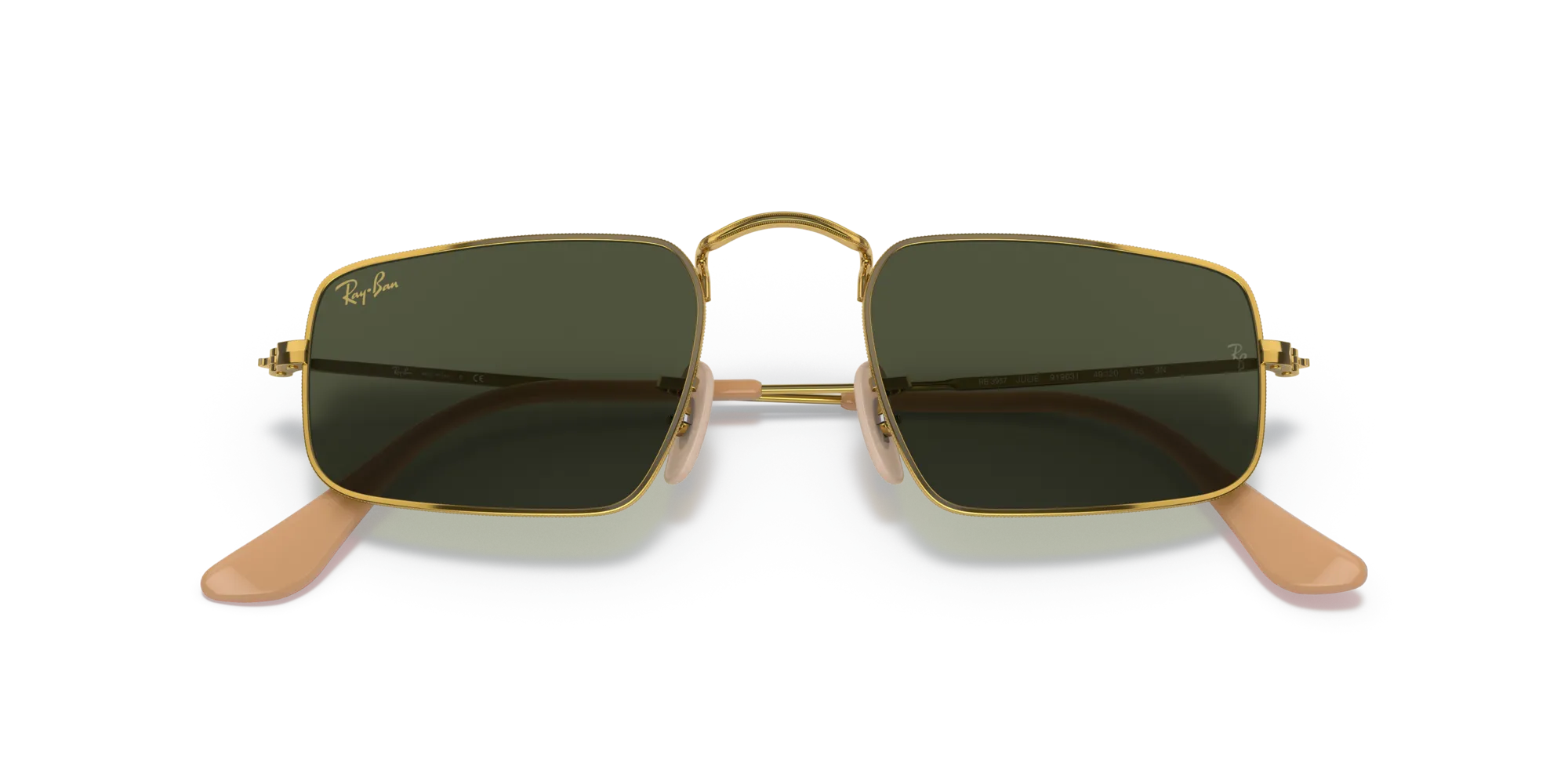 Ray - Ban RB3957 JULIE 919631 Occhiali da sole Metallo Oro Verde Squadrata Normale - immagine 2