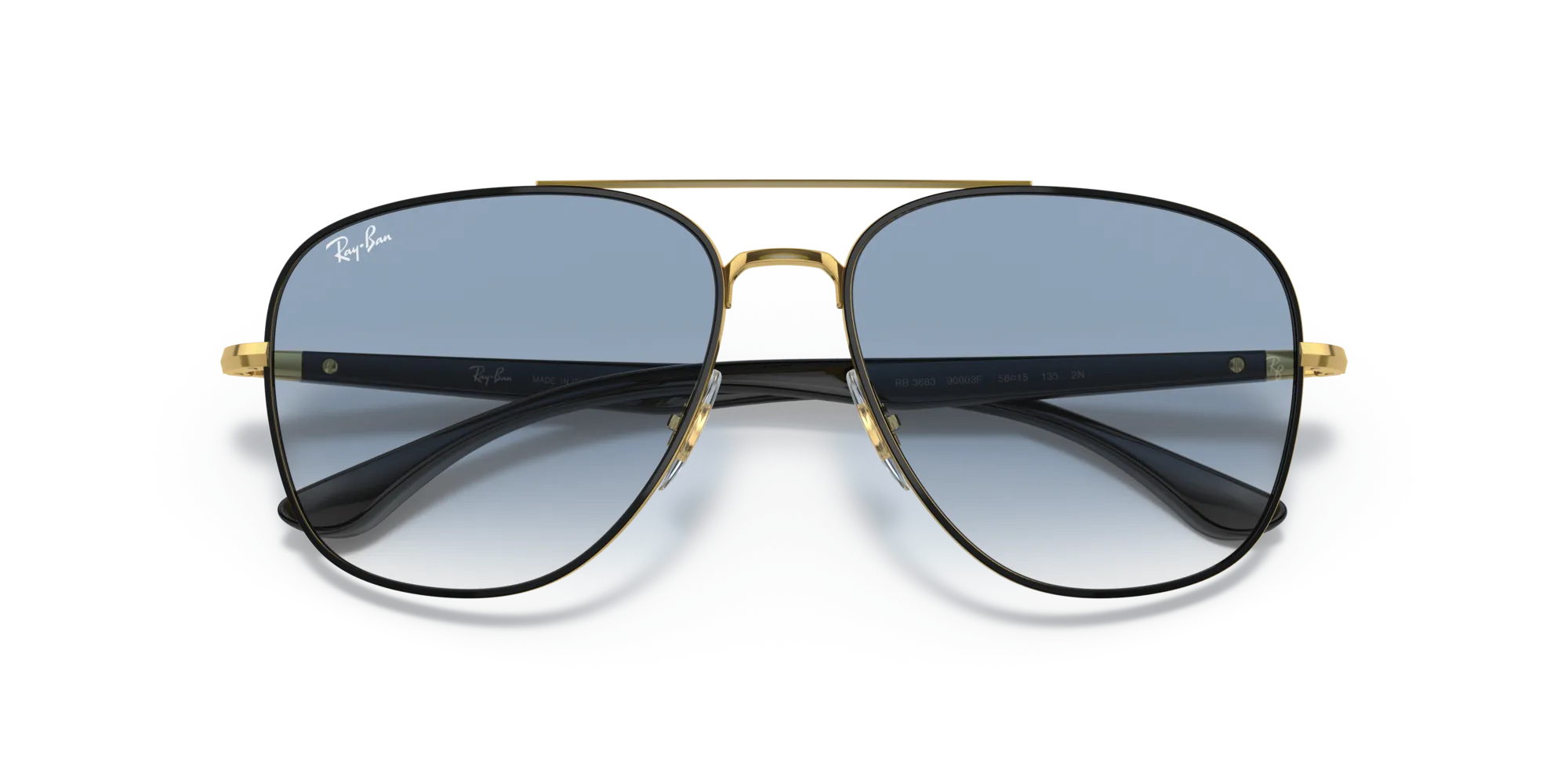 Ray - Ban RB3683 90003F Occhiali da sole Metallo Nero Blu Squadrata Normale Sfumato - immagine 2
