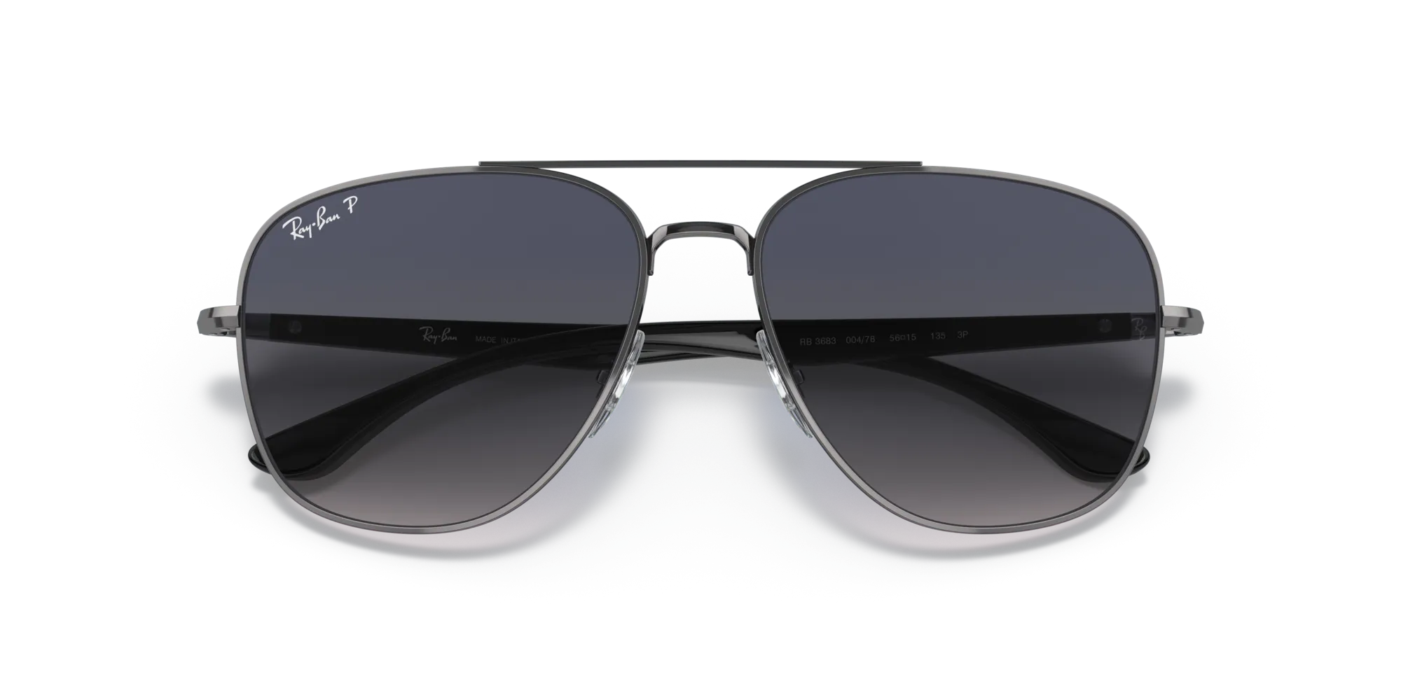 Ray - Ban RB3683 004/78 Occhiali da sole Metallo Grigio Blu Squadrata Polarizzata Sfumato - immagine 2