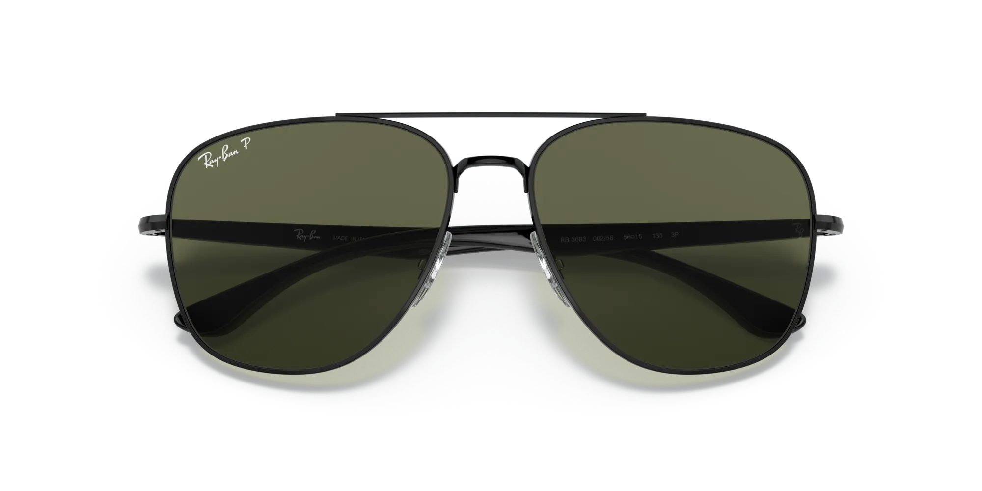 Ray - Ban RB3683 002/58 Occhiali da sole Metallo Nero G15 Squadrata Polarizzata - immagine 2