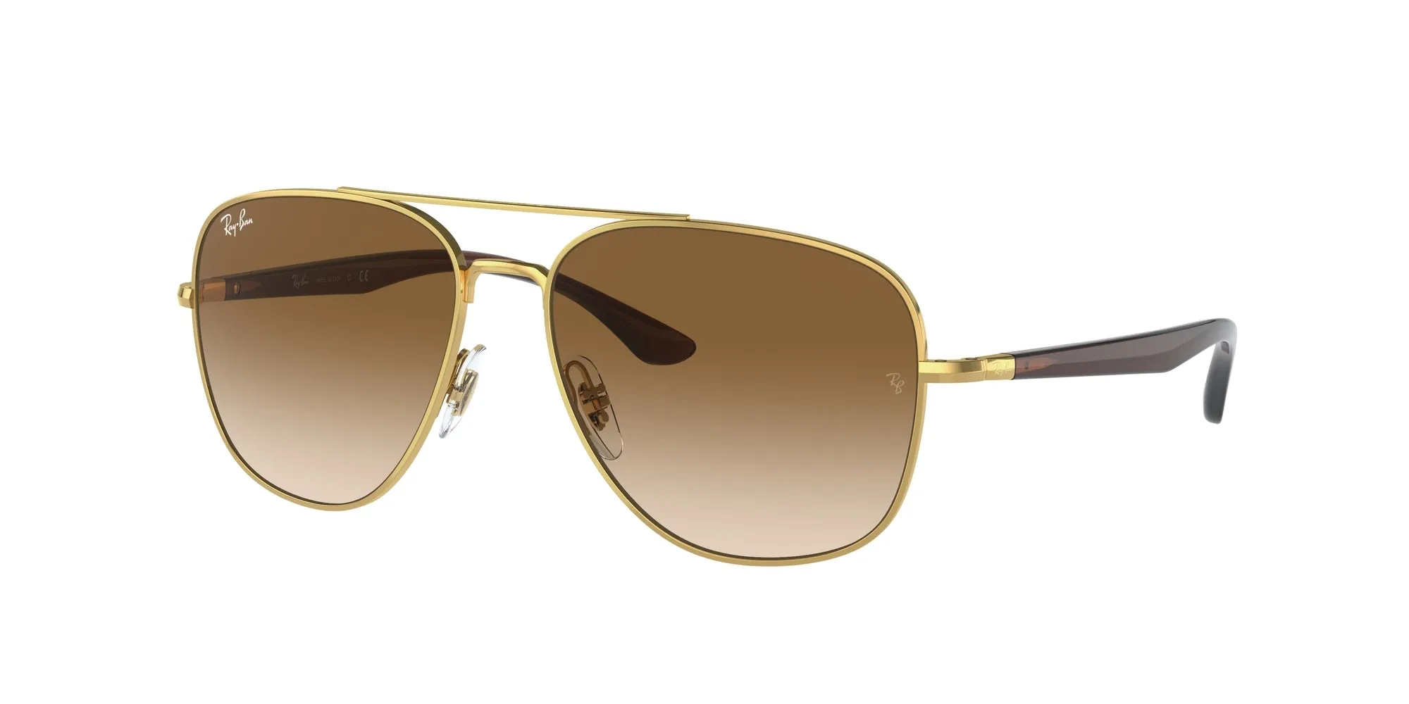 Ray - Ban RB3683 001/51 Occhiali da sole Metallo Oro Marrone Squadrata Normale Sfumato - immagine 1