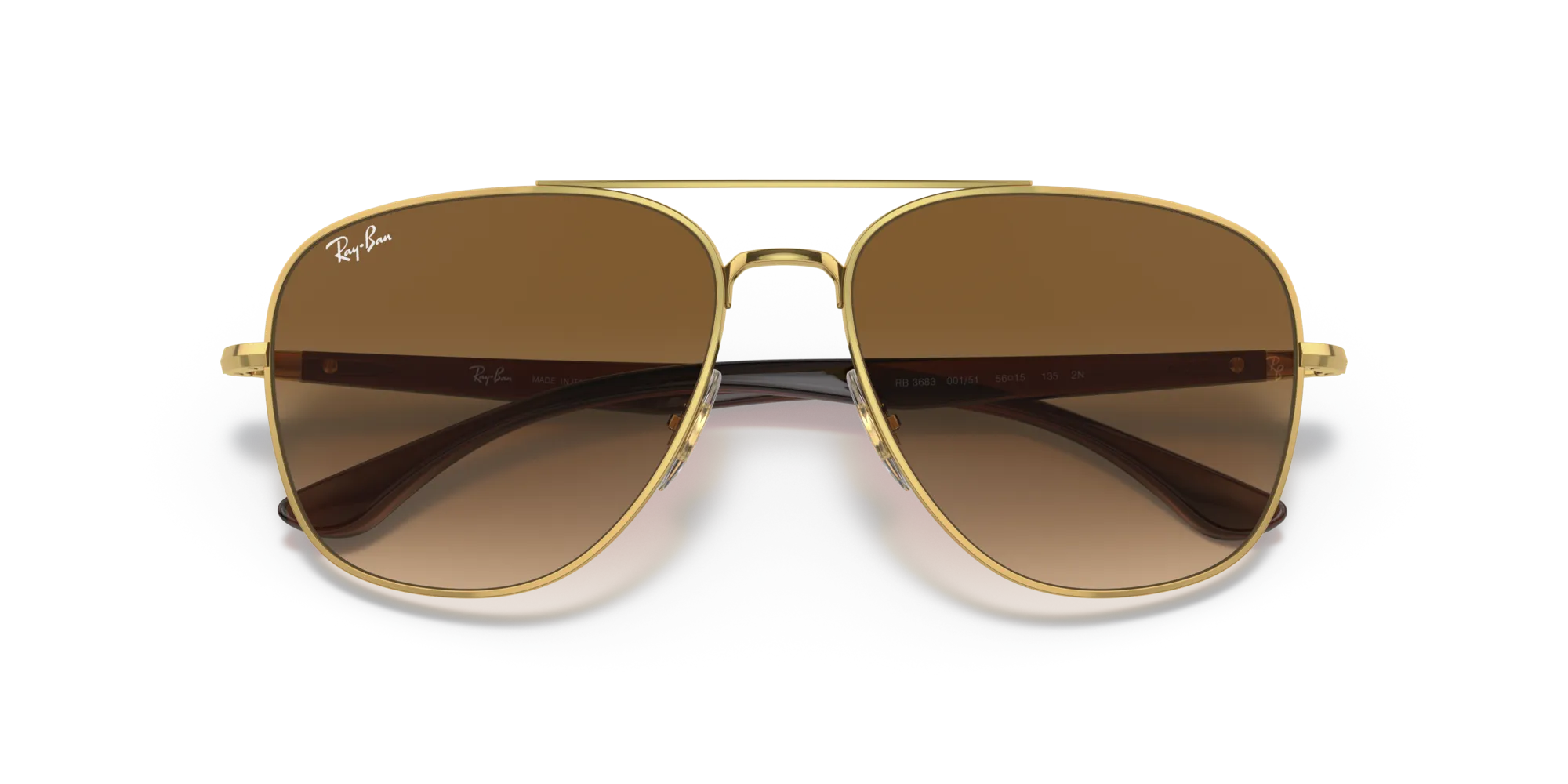 Ray - Ban RB3683 001/51 Occhiali da sole Metallo Oro Marrone Squadrata Normale Sfumato - immagine 2
