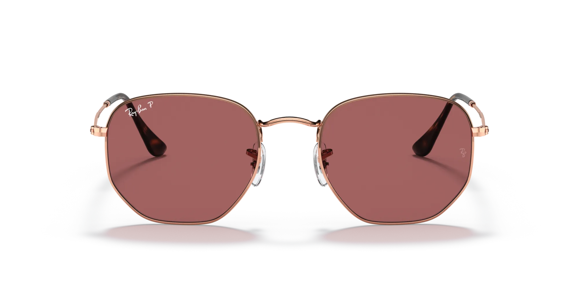 Ray - Ban RB3548N HEXAGONAL 9202AF Occhiali da sole Acciaio Oro Viola Geometrica Polarizzata - immagine 3