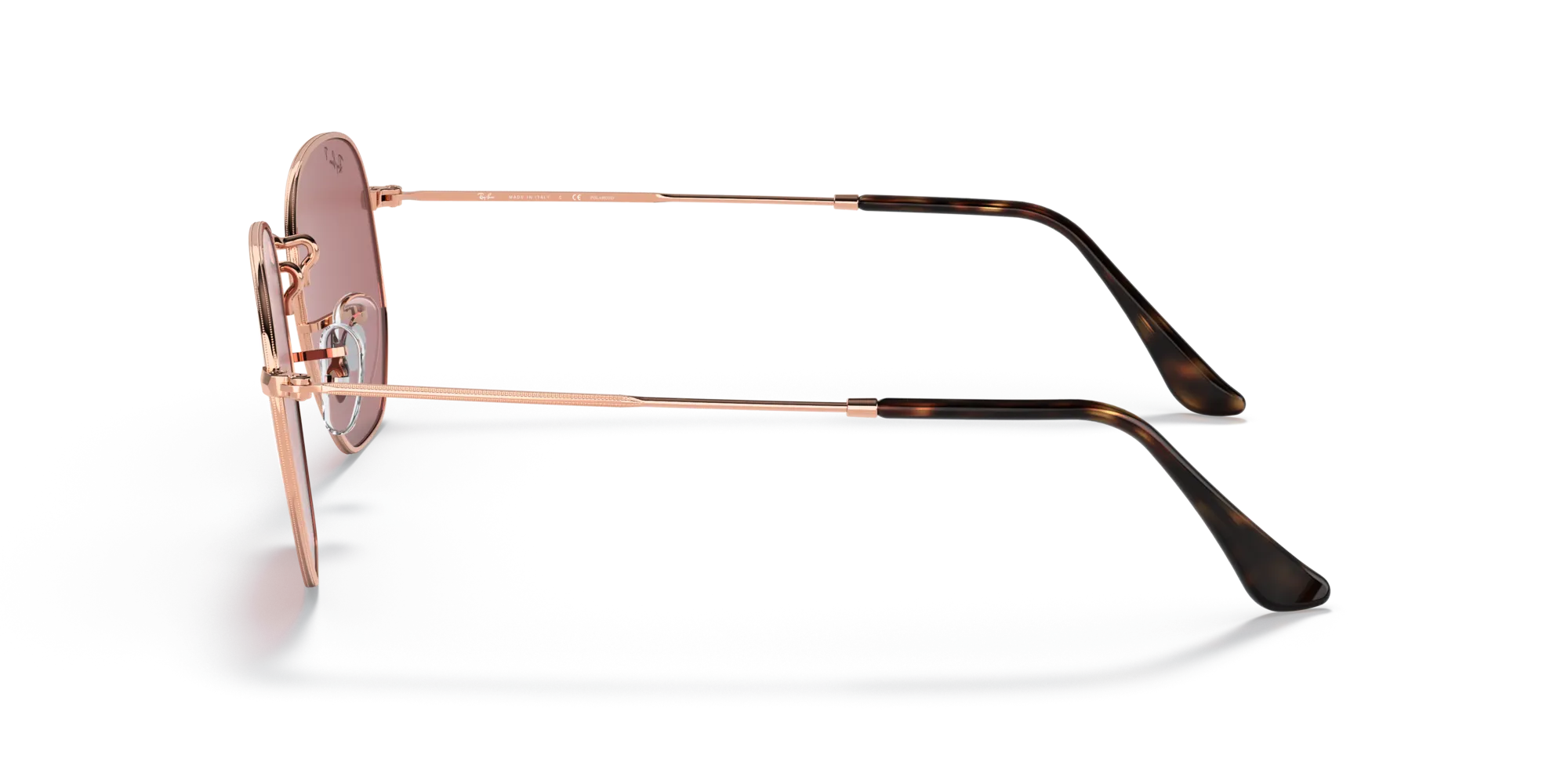 Ray - Ban RB3548N HEXAGONAL 9202AF Occhiali da sole Acciaio Oro Viola Geometrica Polarizzata - immagine 4