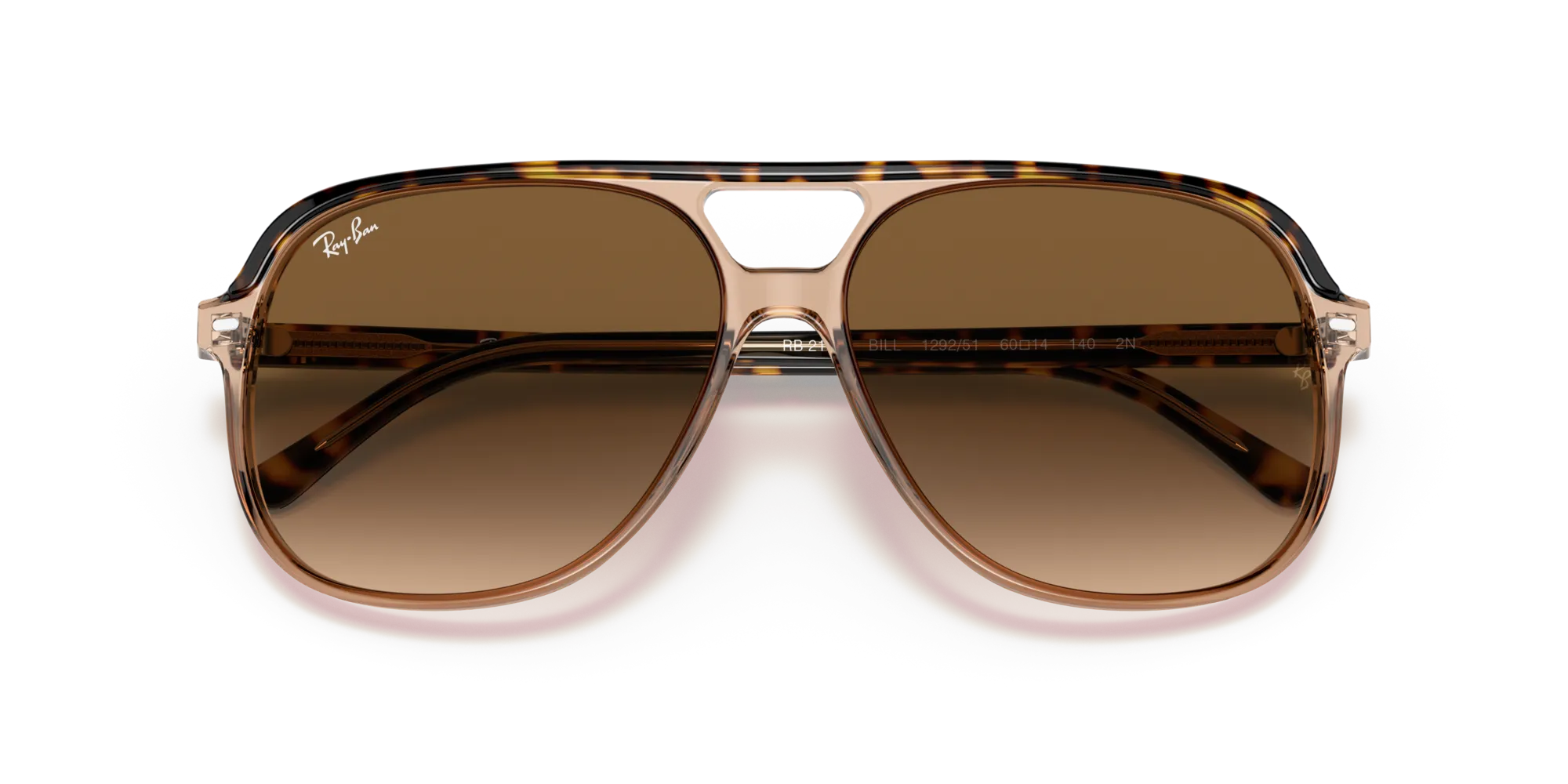 Ray - Ban RB2198 BILL 129251 Occhiali da sole Acetato Oro Marrone Squadrata Normale Sfumato - immagine 2