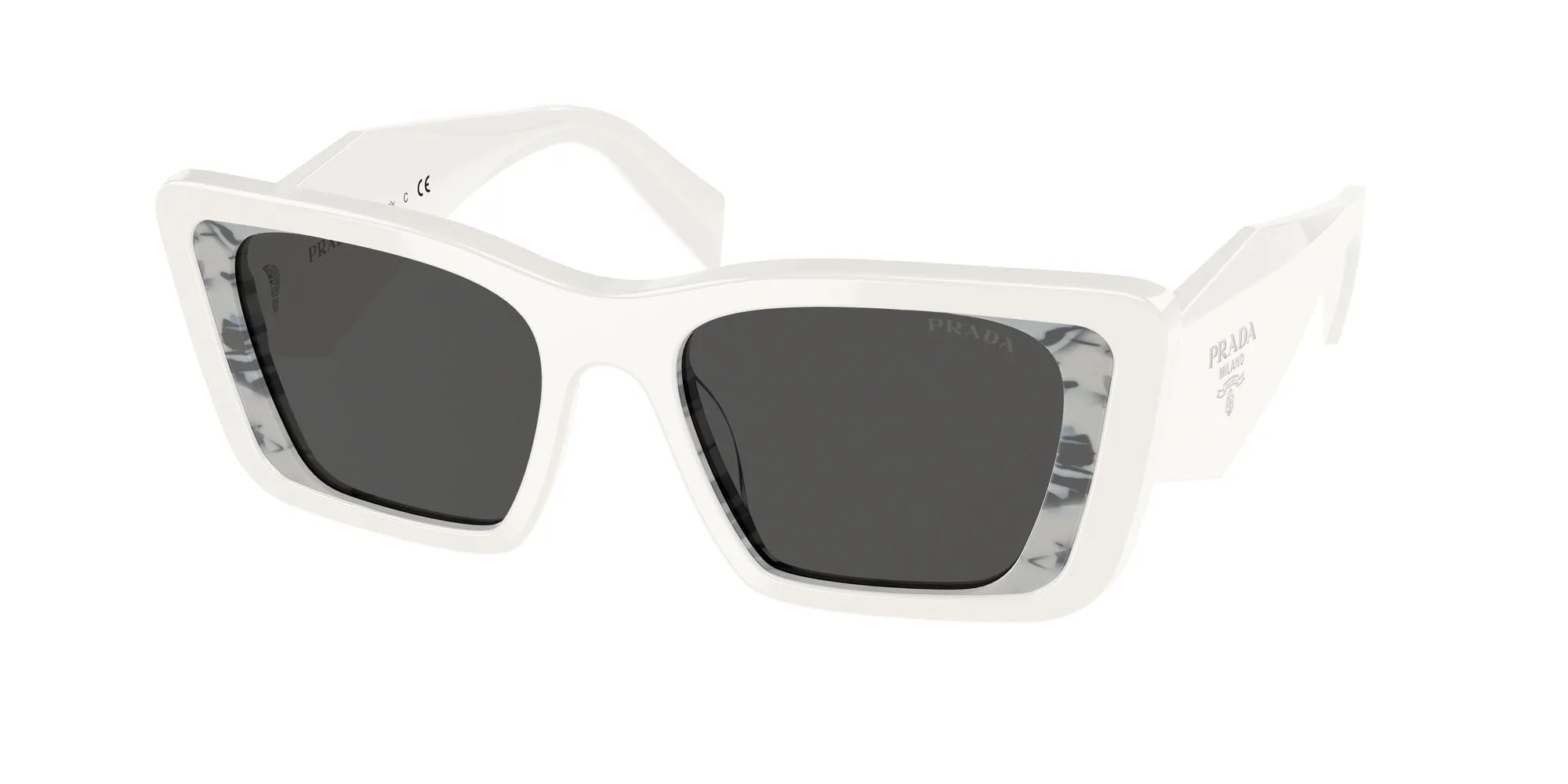 Prada PR 08YS 02V5S0 Occhiali da sole Acetato Bianco Grigio Farfalla Normale - immagine 1