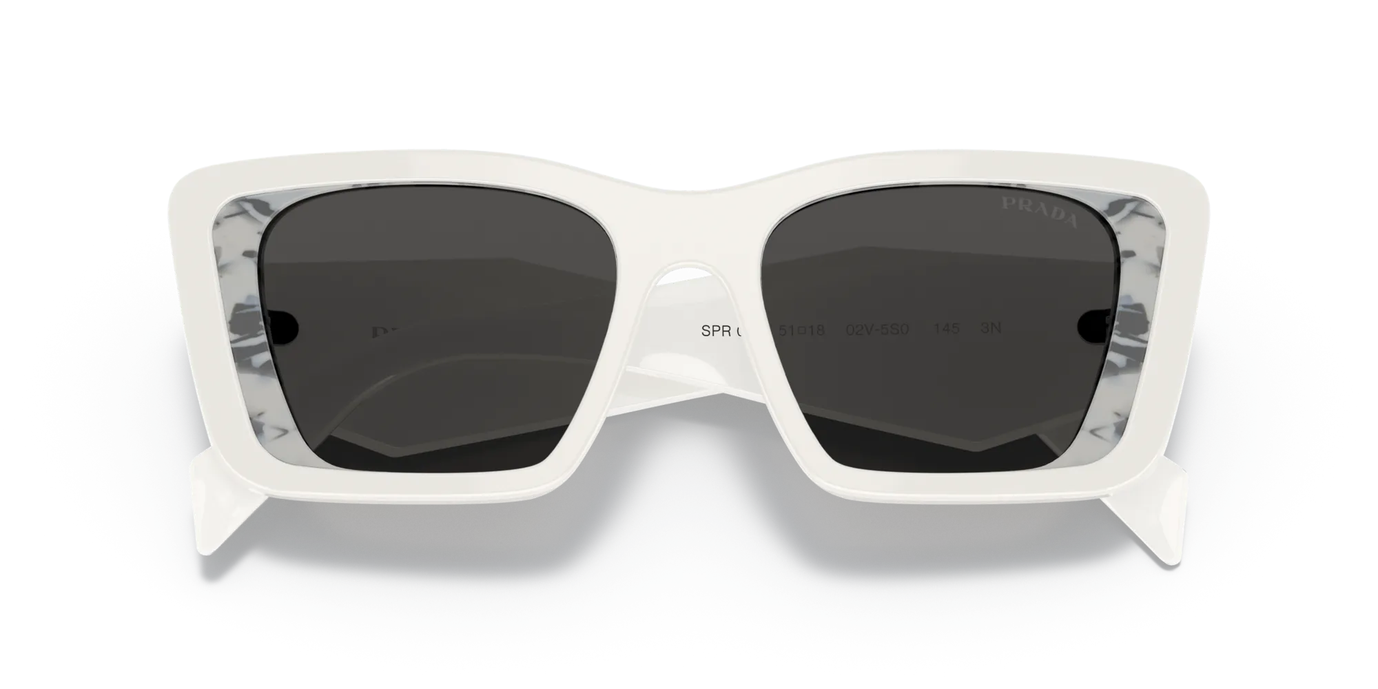 Prada PR 08YS 02V5S0 Occhiali da sole Acetato Bianco Grigio Farfalla Normale - immagine 2