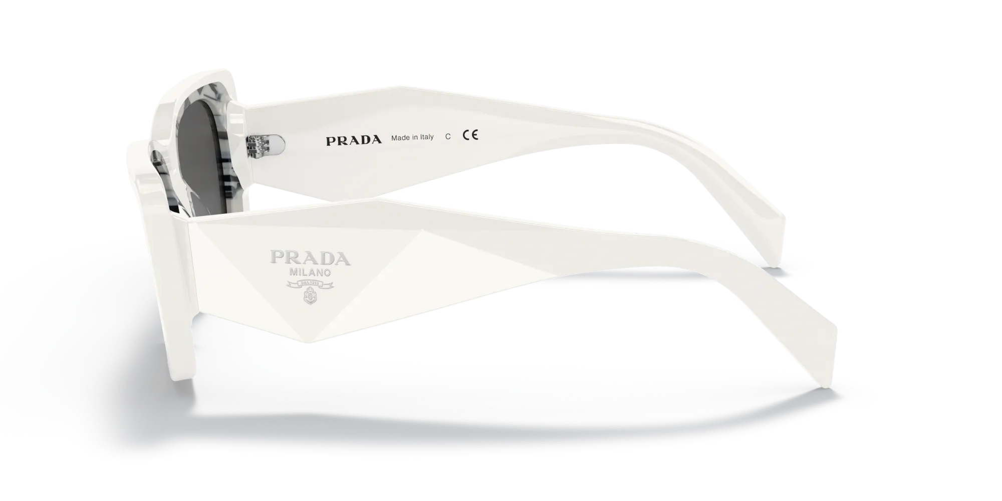 Prada PR 08YS 02V5S0 Occhiali da sole Acetato Bianco Grigio Farfalla Normale - immagine 4