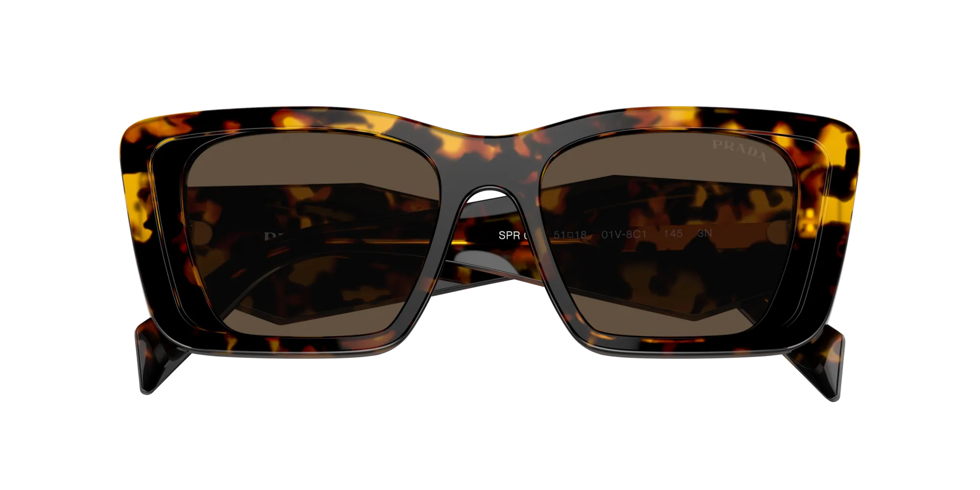 Prada PR 08YS 01V8C1 Occhiali da sole Acetato Tartaruga Marrone Farfalla Normale - immagine 2