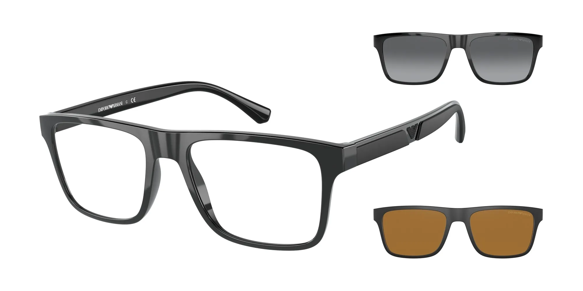 Emporio Armani EA4115 50171W Occhiali da sole Iniettato Nero Trasparente Squadrata Normale Clip-on - immagine 1