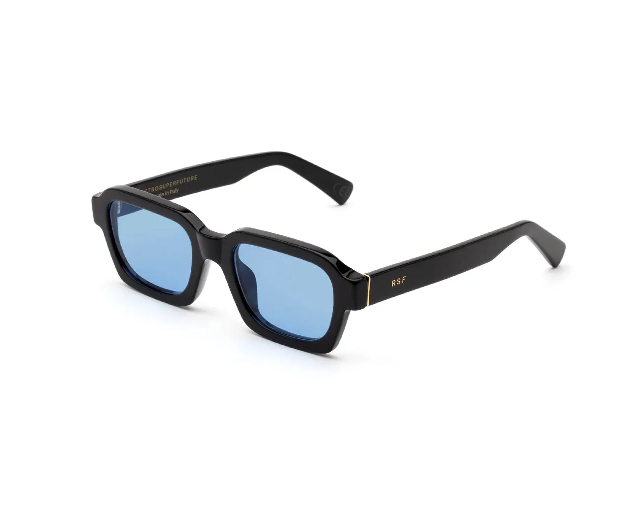 Retrosuperfuture FOE CARO AZURE Occhiali da sole Acetato Nero Azzurro Squadrata - immagine 1