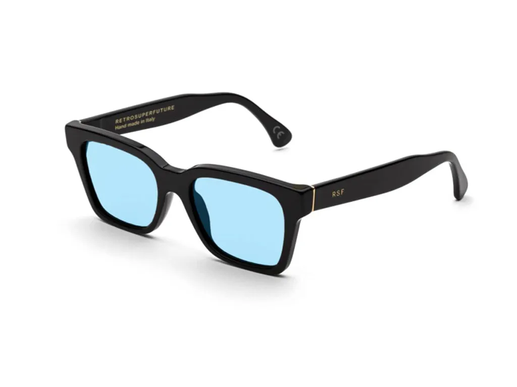 Retrosuperfuture MKK AMERICA AZURE Occhiali da sole Acetato Nero Azzurro Squadrata - immagine 1