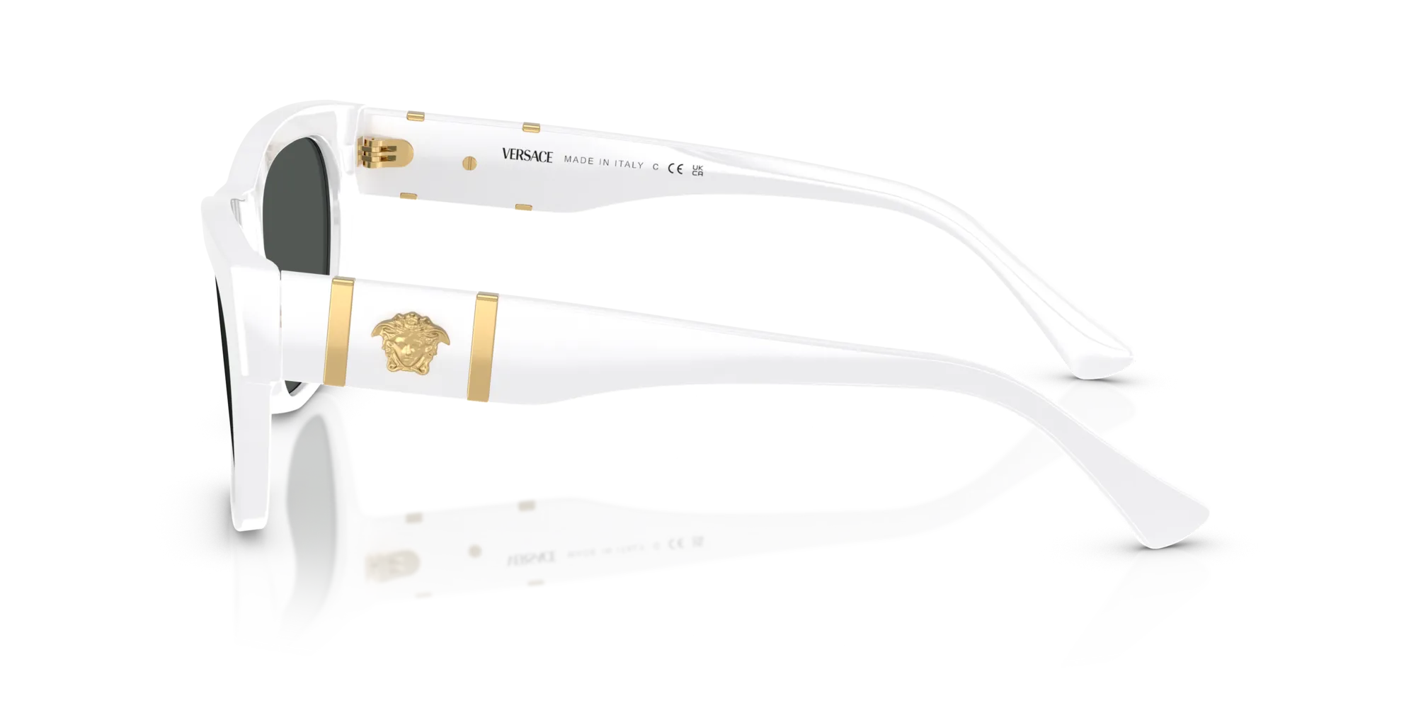 Versace VE4457 314/87 Occhiali da sole Acetato Bianco Grigio Squadrata Normale - immagine 4