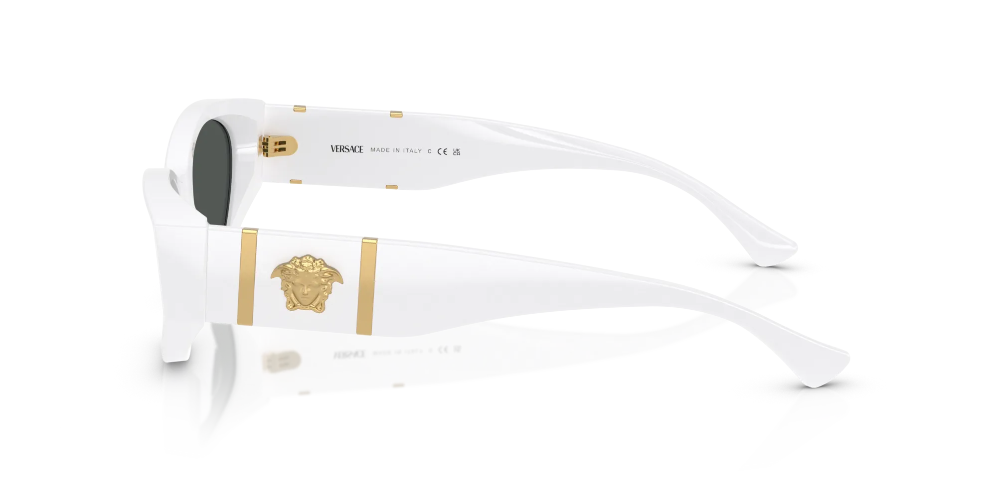 Versace VE4454 314/87 Occhiali da sole Acetato Bianco Grigio Cat Eye Normale - immagine 4