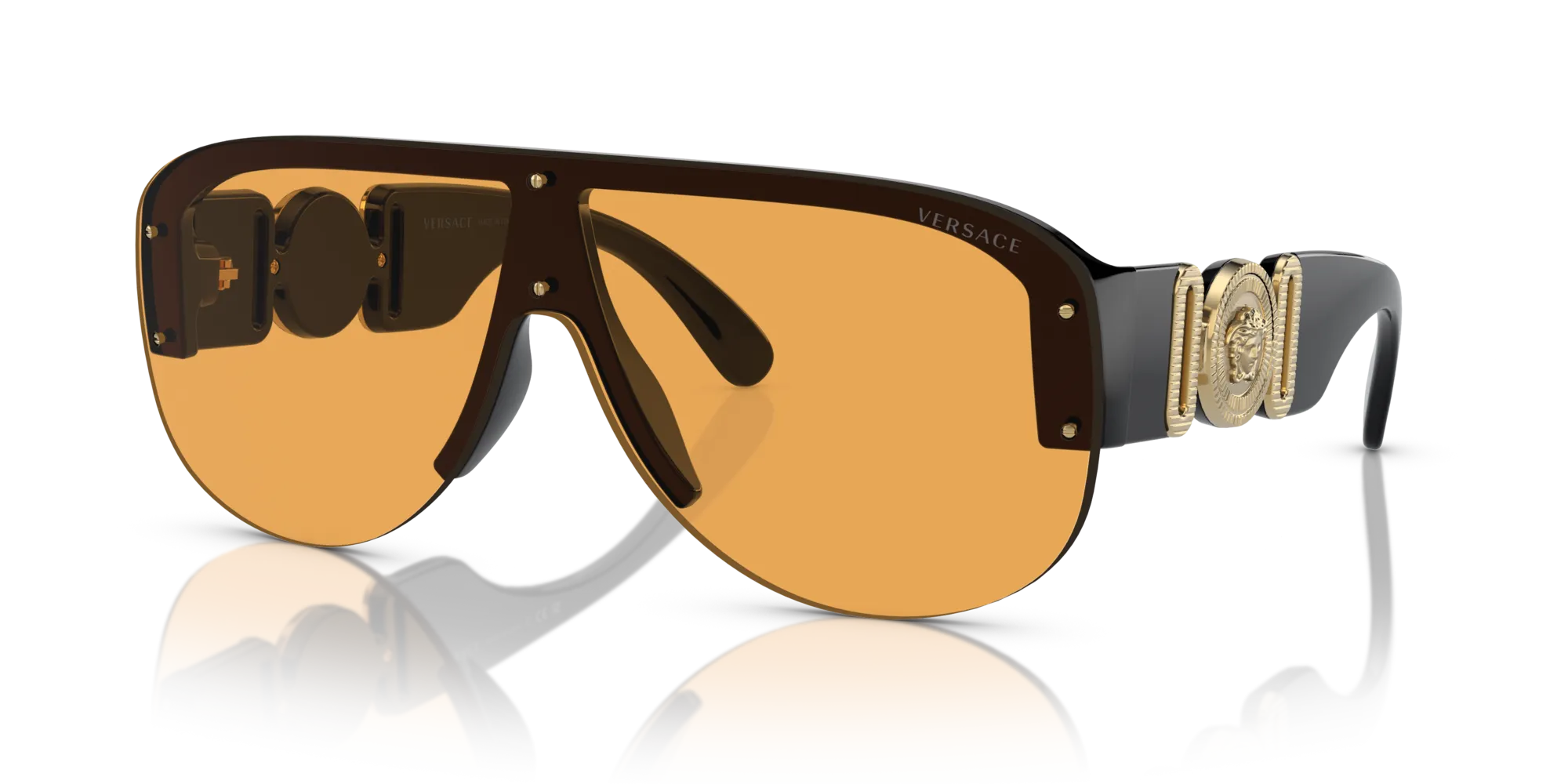 Versace VE4391 GB1/7 Occhiali da sole Nylon Nero Arancione Geometrica Normale - immagine 4