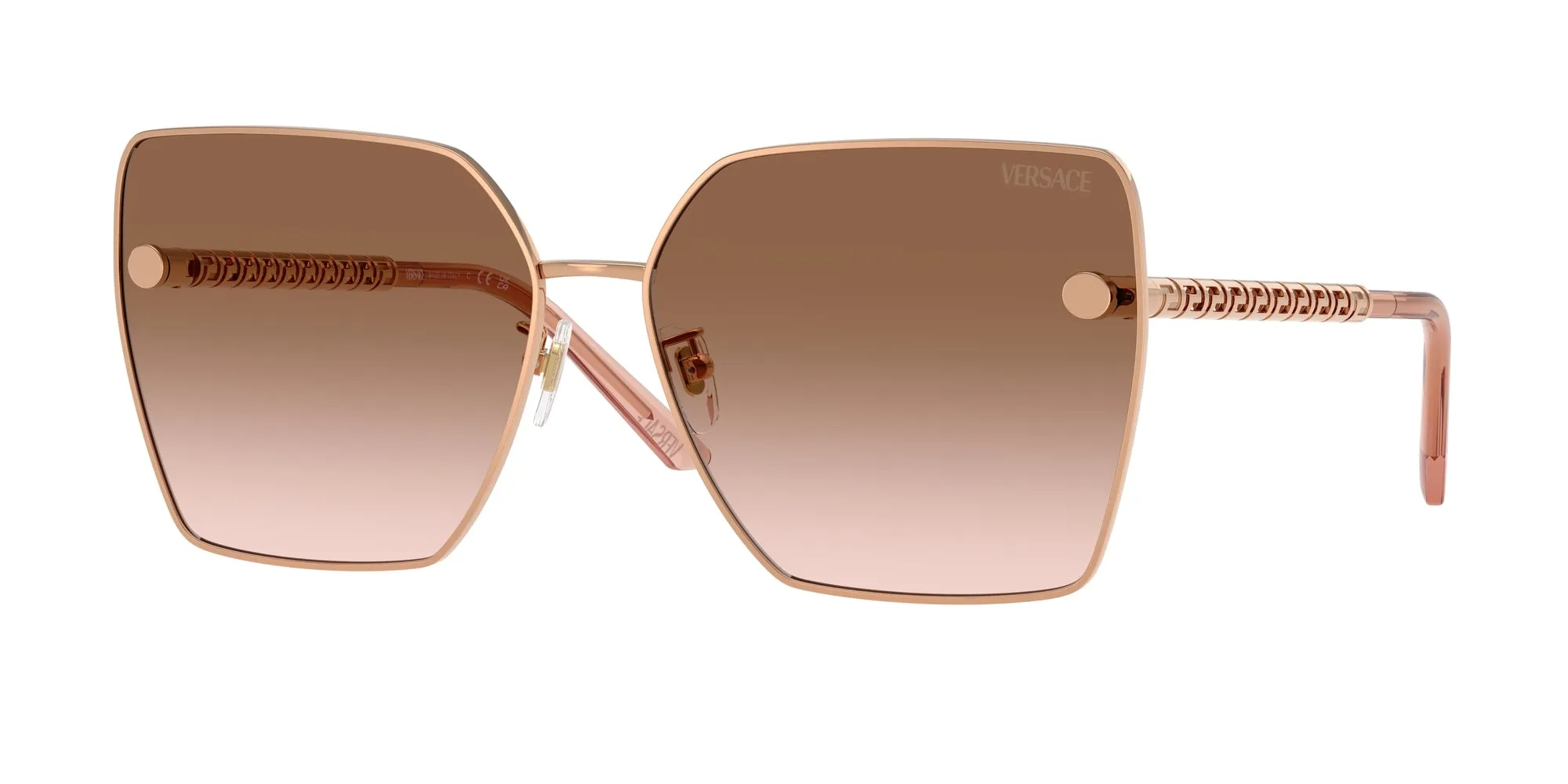 Versace VE2270D 141213 Occhiali da sole Metallo Oro Marrone Squadrata Normale Sfumato - immagine 1