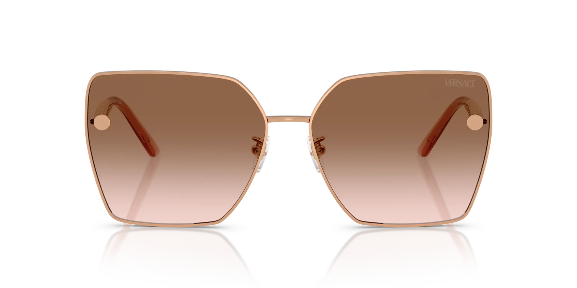 Versace VE2270D 141213 Occhiali da sole Metallo Oro Marrone Squadrata Normale Sfumato - immagine 3