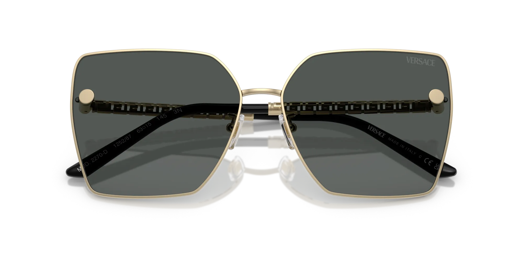 Versace VE2270D 125287 Occhiali da sole Metallo Oro Grigio Squadrata Normale - immagine 2