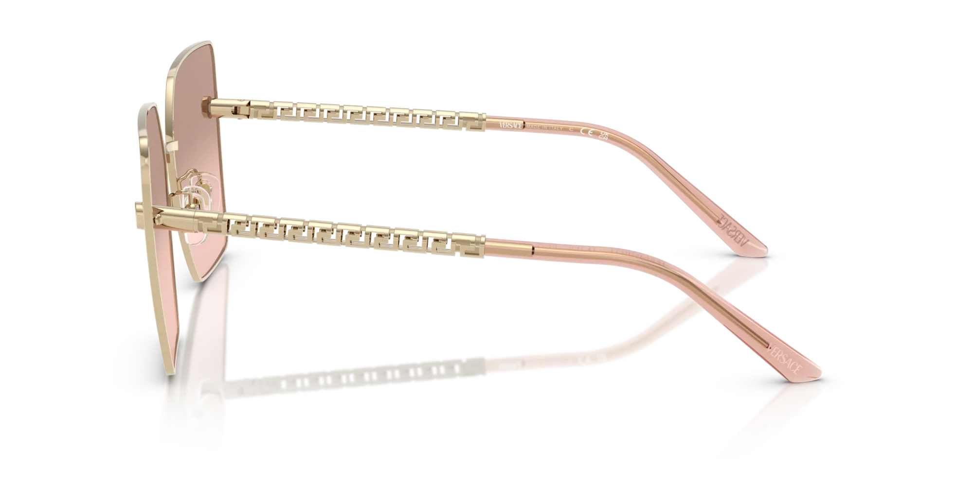 Versace VE2270D 12527E Occhiali da sole Metallo Oro Rosa Squadrata Normale Sfumato - immagine 4