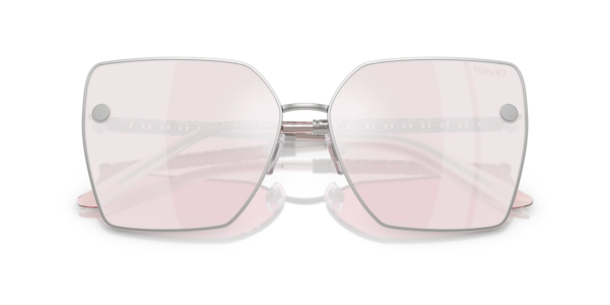 Versace VE2270D 10007V Occhiali da sole Metallo Argento Rosa Squadrata Specchiate Specchiato - immagine 2