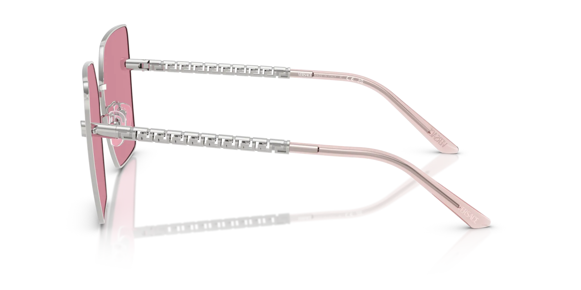Versace VE2270D 10007V Occhiali da sole Metallo Argento Rosa Squadrata Specchiate Specchiato - immagine 4