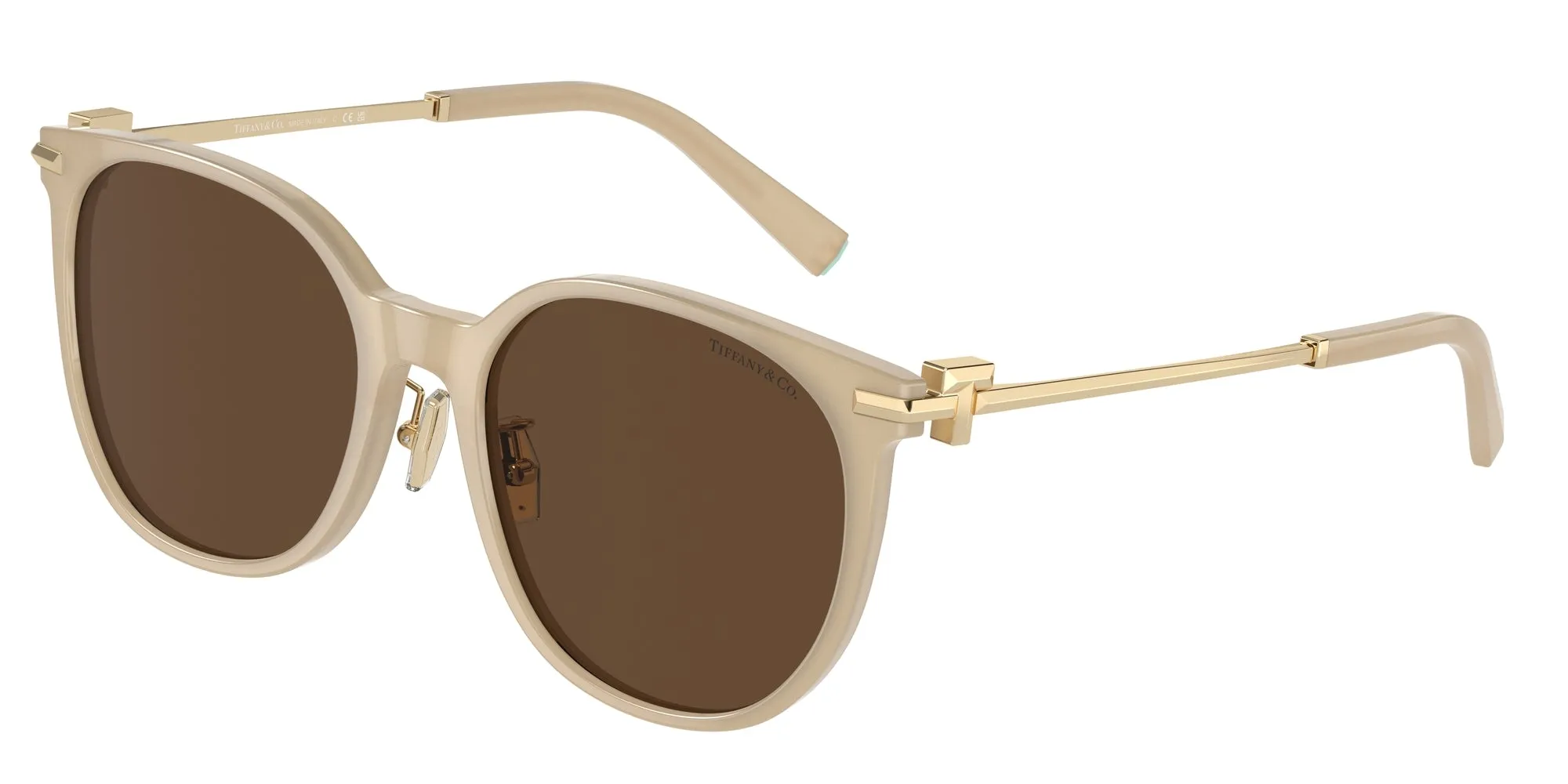 Tiffany TF4224D 84183G Occhiali da sole Acetato Beige Marrone Rotonda Normale - immagine 1