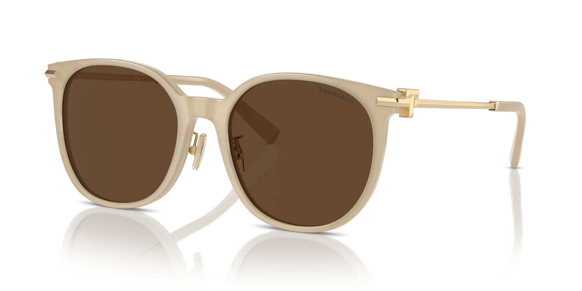 Tiffany TF4224D 84183G Occhiali da sole Acetato Beige Marrone Rotonda Normale - immagine 4