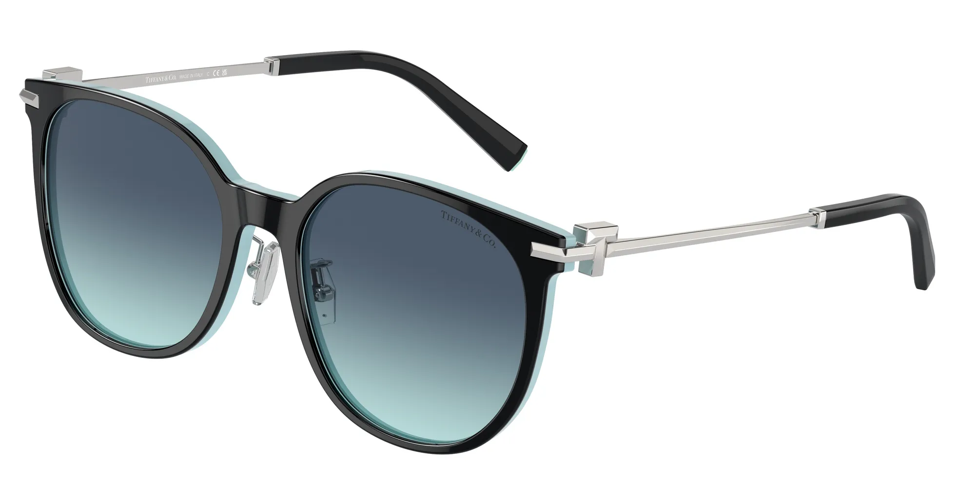 Tiffany TF4224D 80559S Occhiali da sole Acetato Nero Blu Rotonda Normale Sfumato - immagine 1