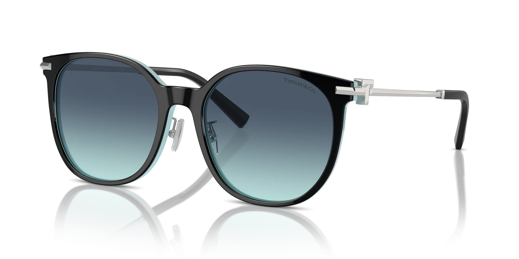 Tiffany TF4224D 80559S Occhiali da sole Acetato Nero Blu Rotonda Normale Sfumato - immagine 4