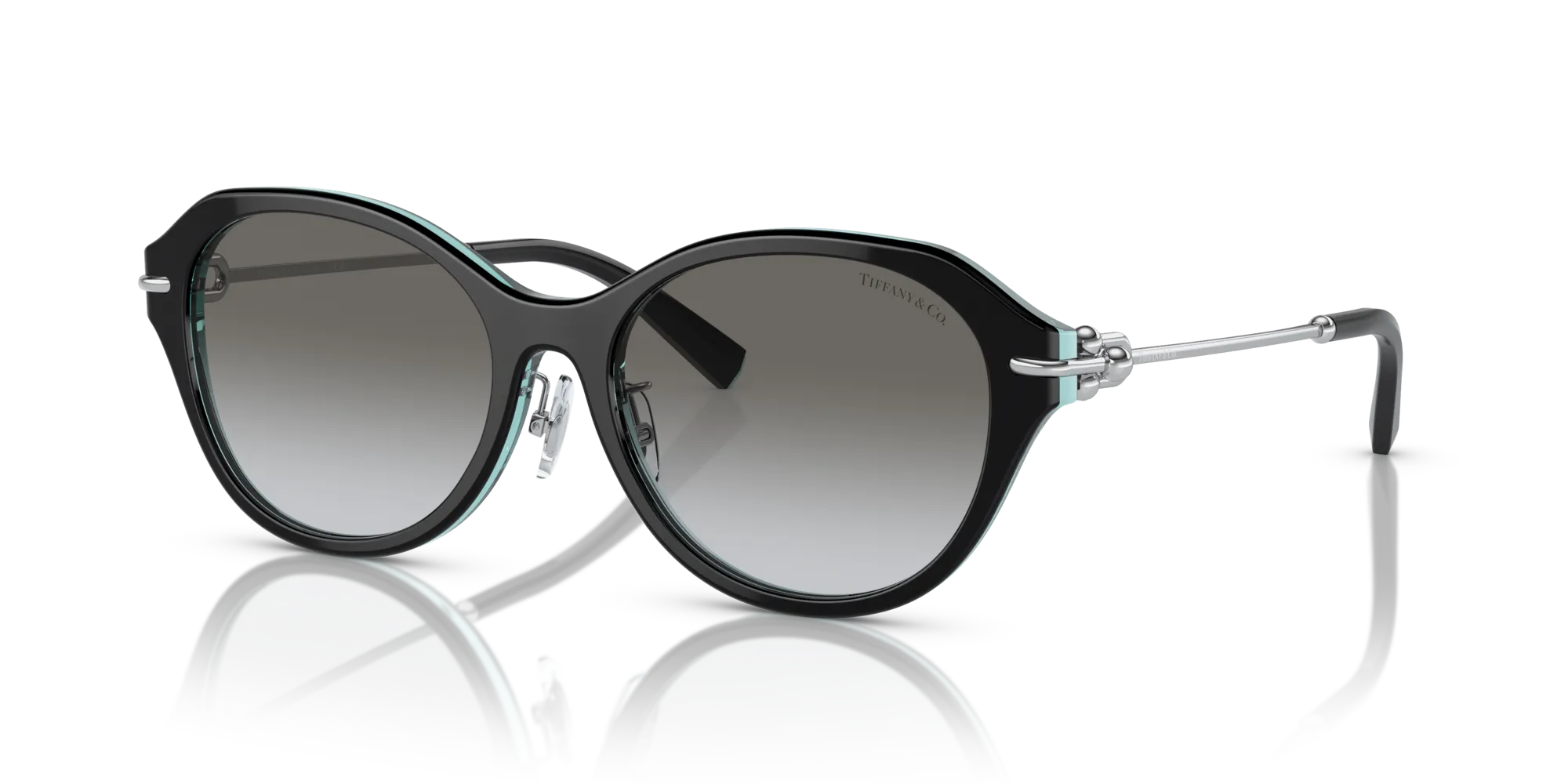 Tiffany TF4210D 82853C Occhiali da sole Acetato Nero Grigio Rotonda Normale Sfumato - immagine 4