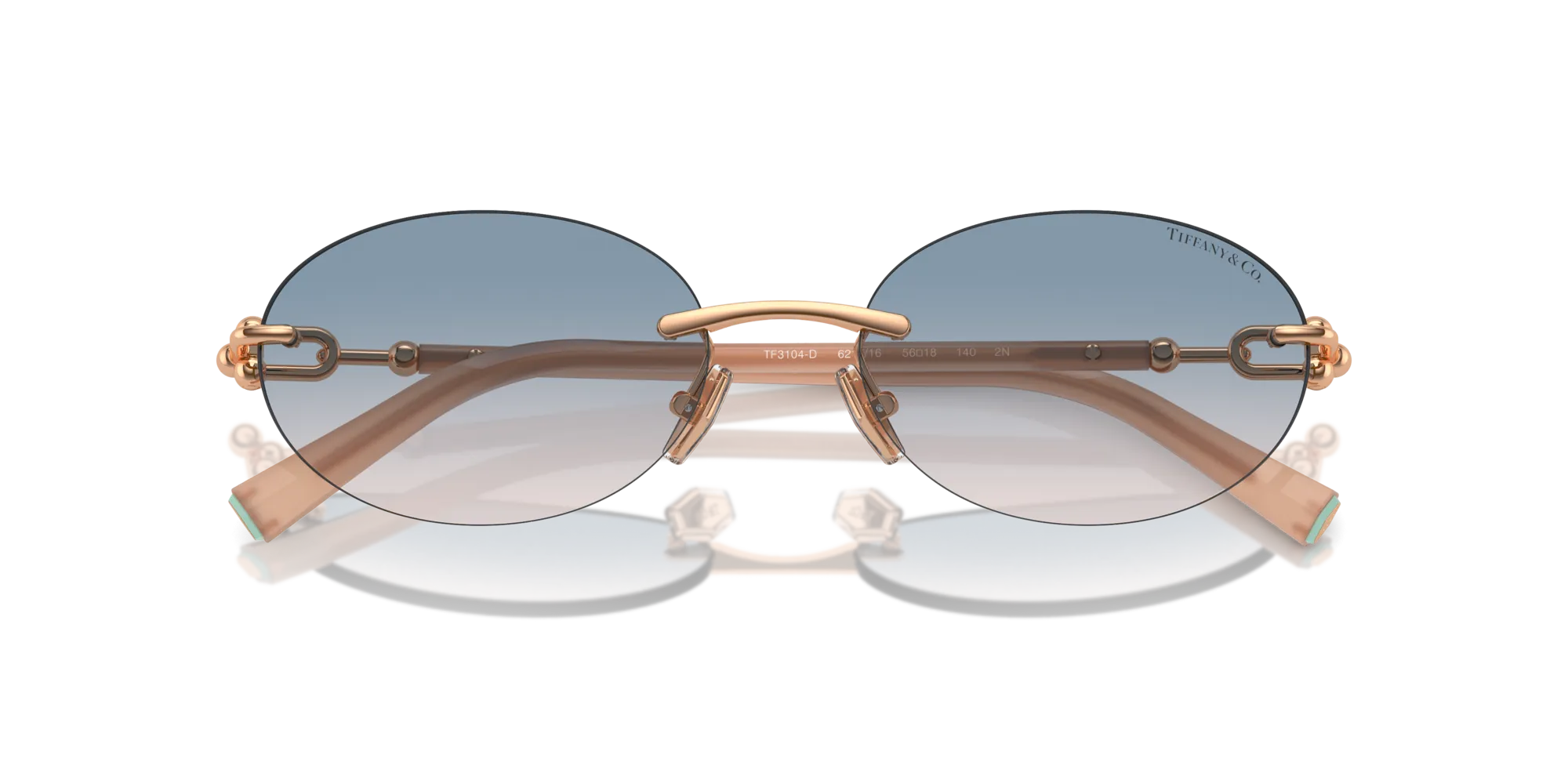 Tiffany TF3104D 621716 Occhiali da sole Metallo Oro Marrone Rotonda Normale Sfumato - immagine 2