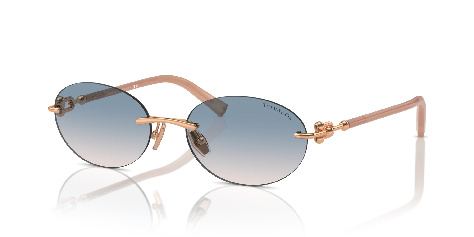 Tiffany TF3104D 621716 Occhiali da sole Metallo Oro Marrone Rotonda Normale Sfumato - immagine 4