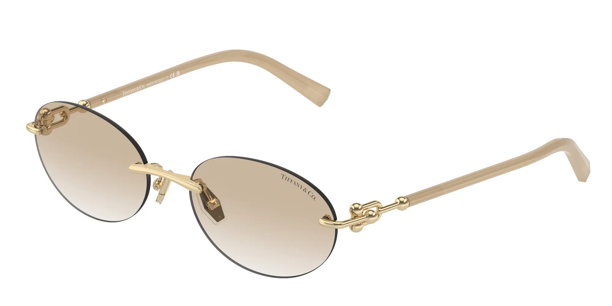 Tiffany TF3104D 617811 Occhiali da sole Metallo Oro Grigio Rotonda Normale Sfumato - immagine 1
