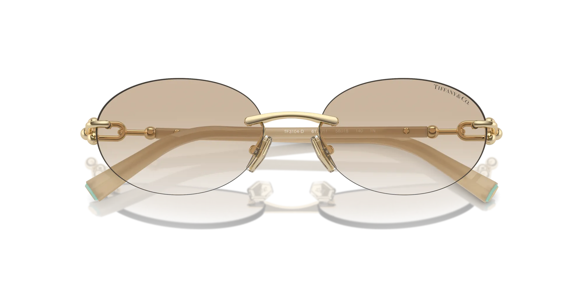 Tiffany TF3104D 617811 Occhiali da sole Metallo Oro Grigio Rotonda Normale Sfumato - immagine 2