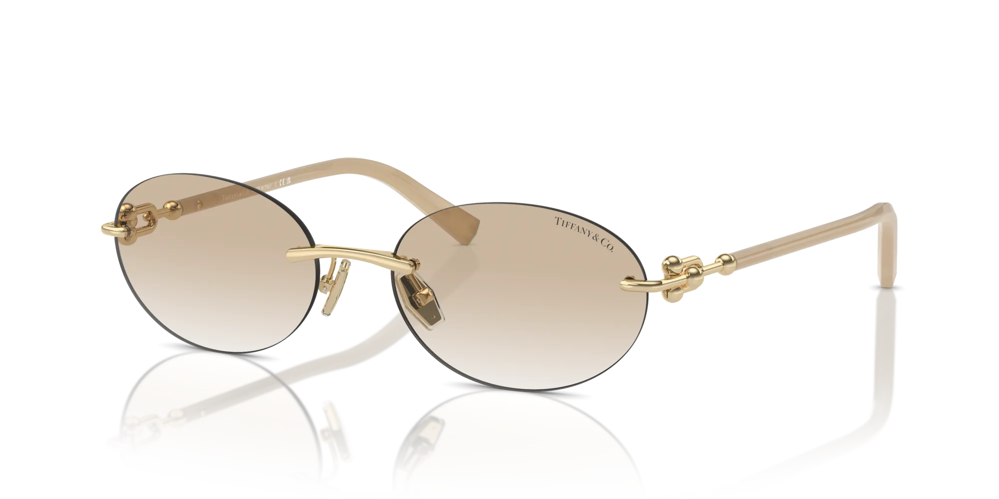 Tiffany TF3104D 617811 Occhiali da sole Metallo Oro Grigio Rotonda Normale Sfumato - immagine 4