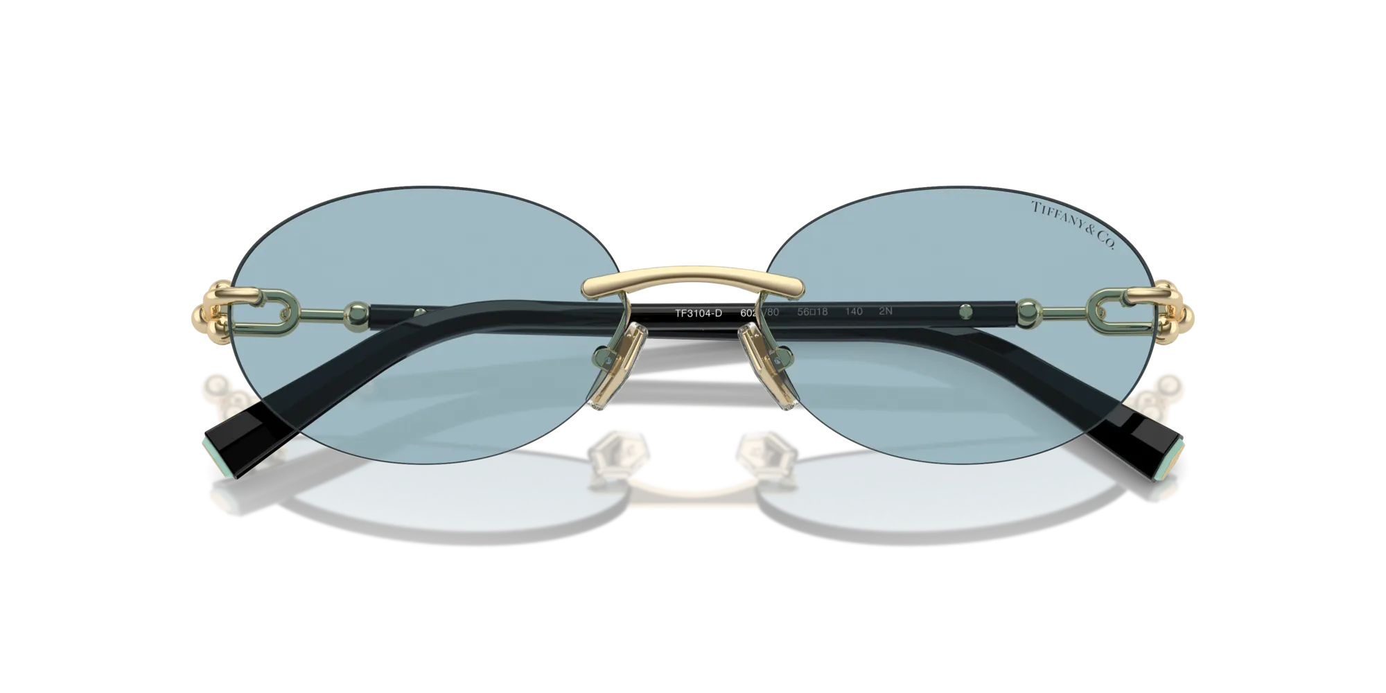 Tiffany TF3104D 602180 Occhiali da sole Metallo Oro Blu Rotonda Normale - immagine 2