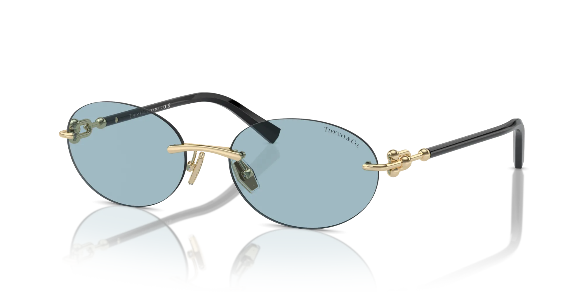 Tiffany TF3104D 602180 Occhiali da sole Metallo Oro Blu Rotonda Normale - immagine 4