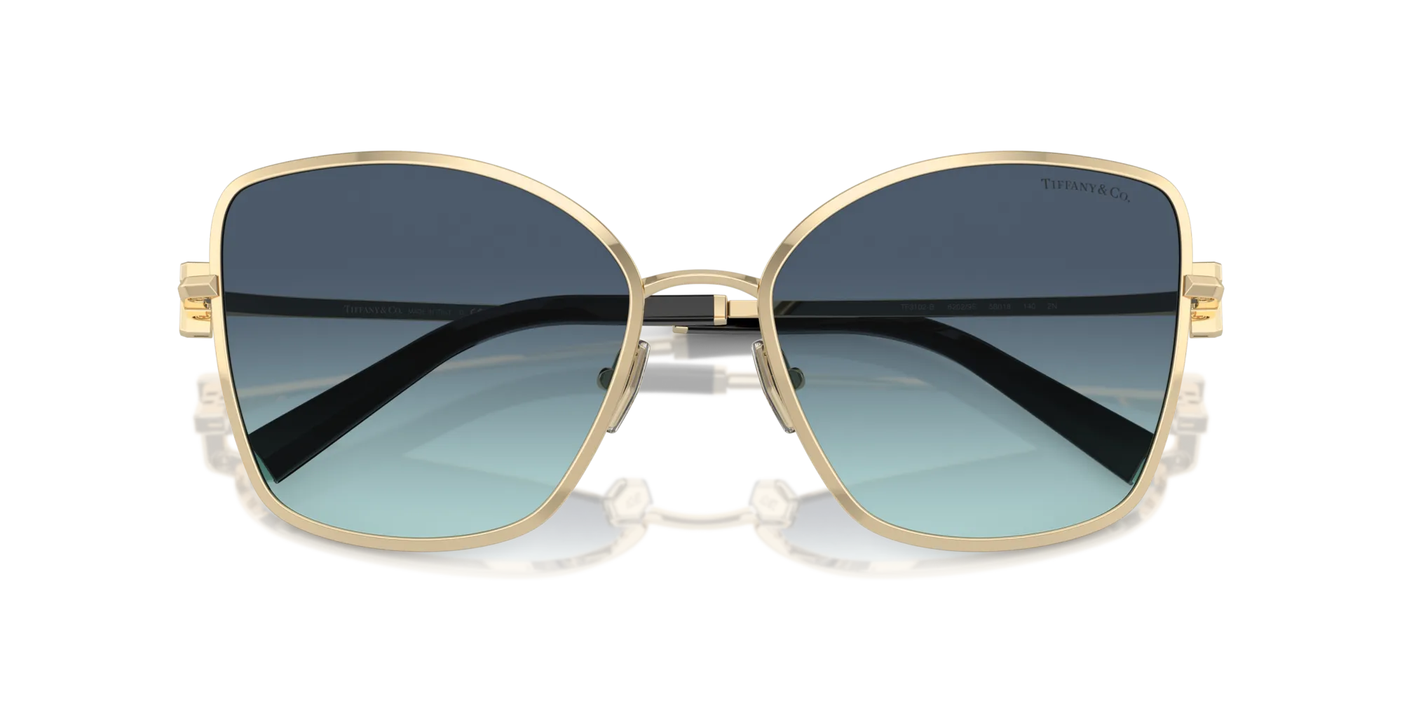 Tiffany TF3102B 62029S Occhiali da sole Metallo Oro Blu Farfalla Normale Sfumato - immagine 2