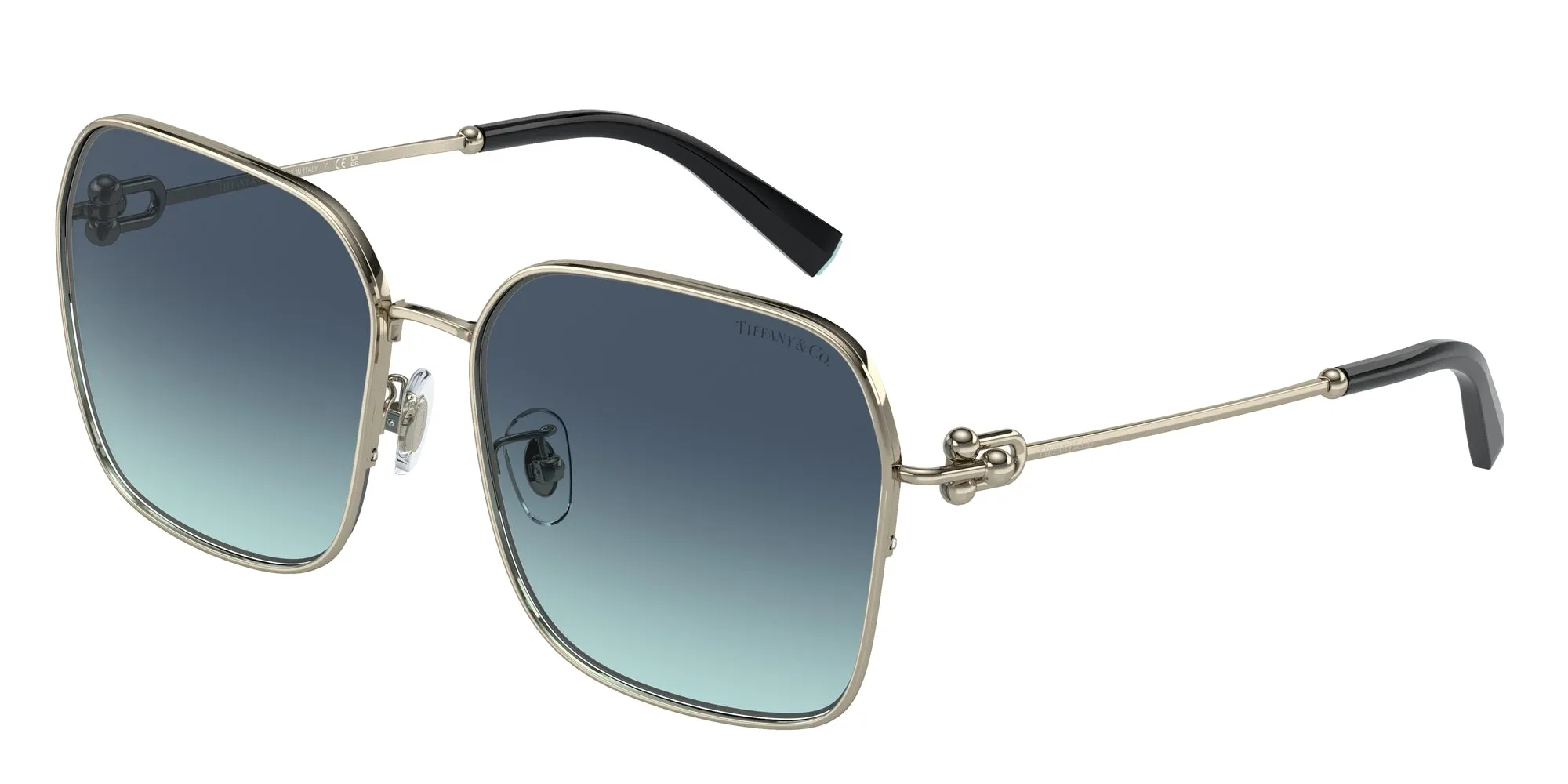 Tiffany TF3093D 60219S Occhiali da sole Metallo Oro Blu Squadrata Normale Sfumato - immagine 1