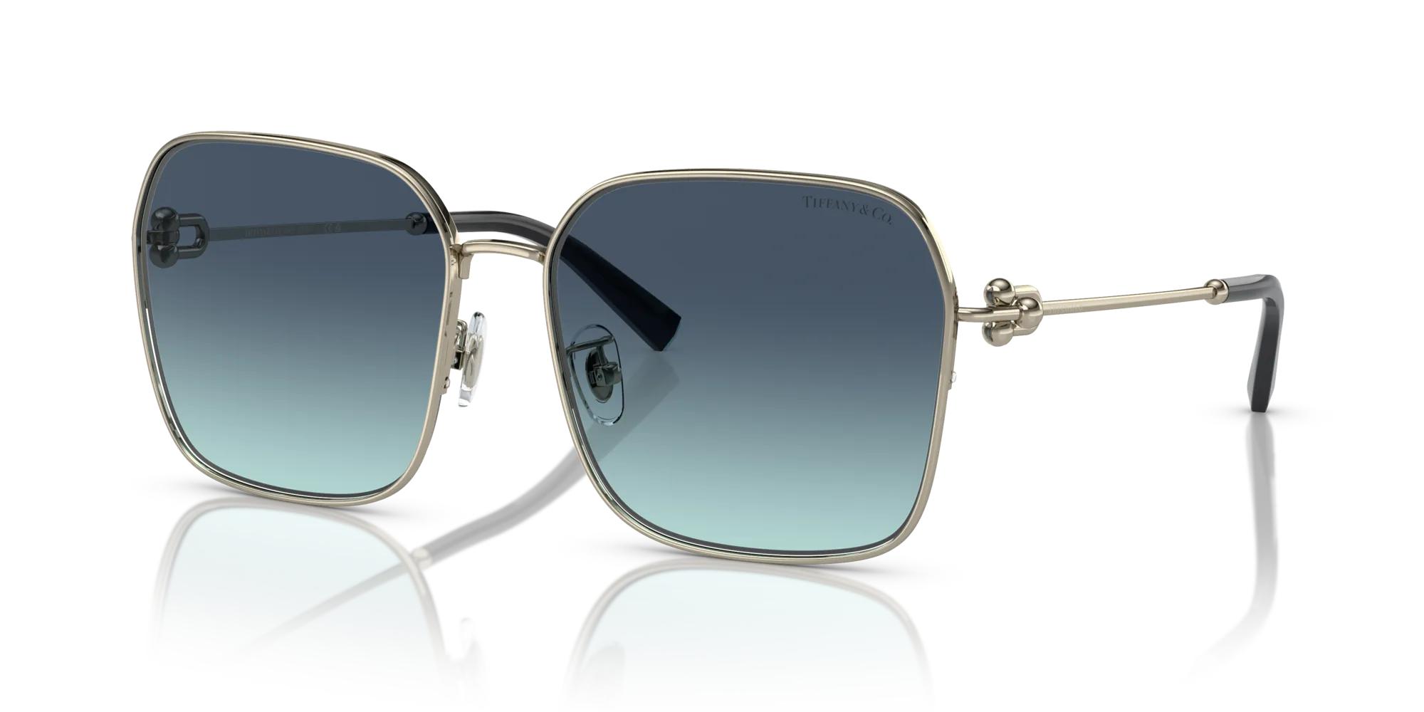 Tiffany TF3093D 60219S Occhiali da sole Metallo Oro Blu Squadrata Normale Sfumato - immagine 4