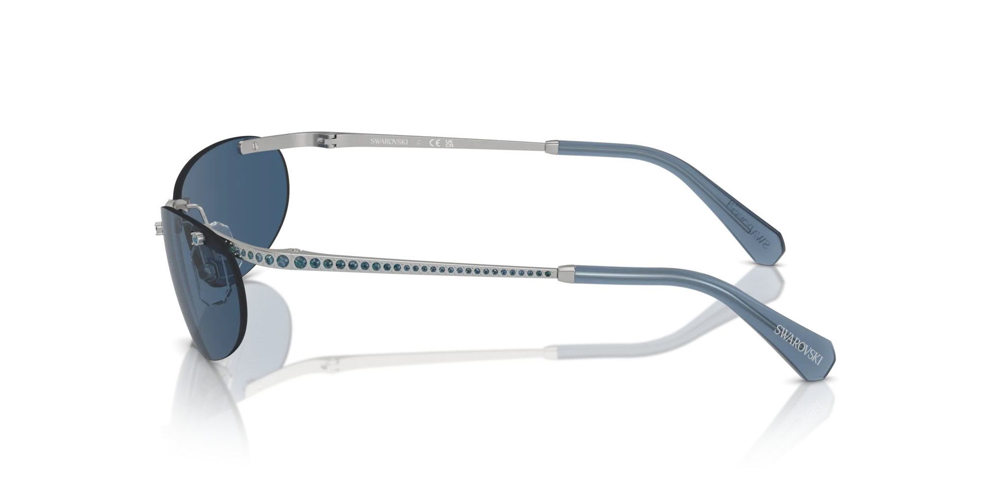 Swarovski SK7019 402555 Occhiali da sole Metallo Argento Blu Rotonda Normale - immagine 4